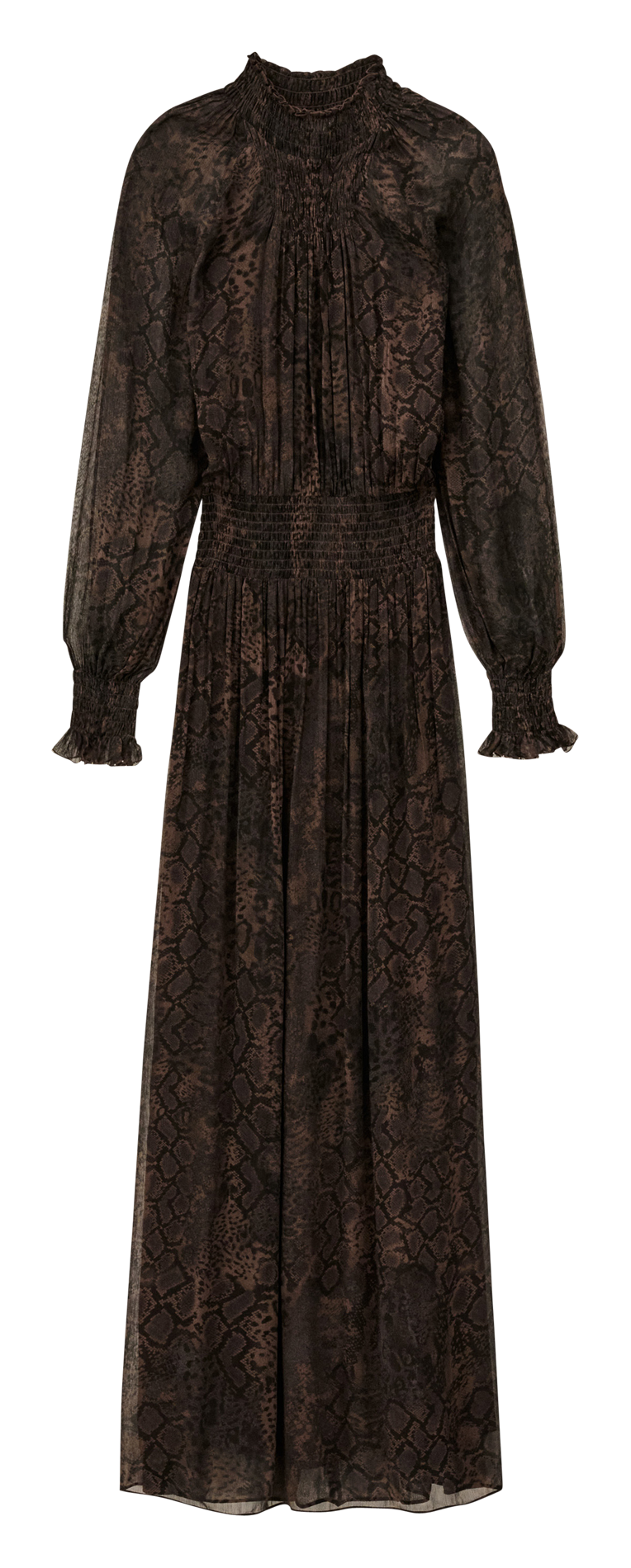 Robe longue col montant imprimée BA&SH Marron