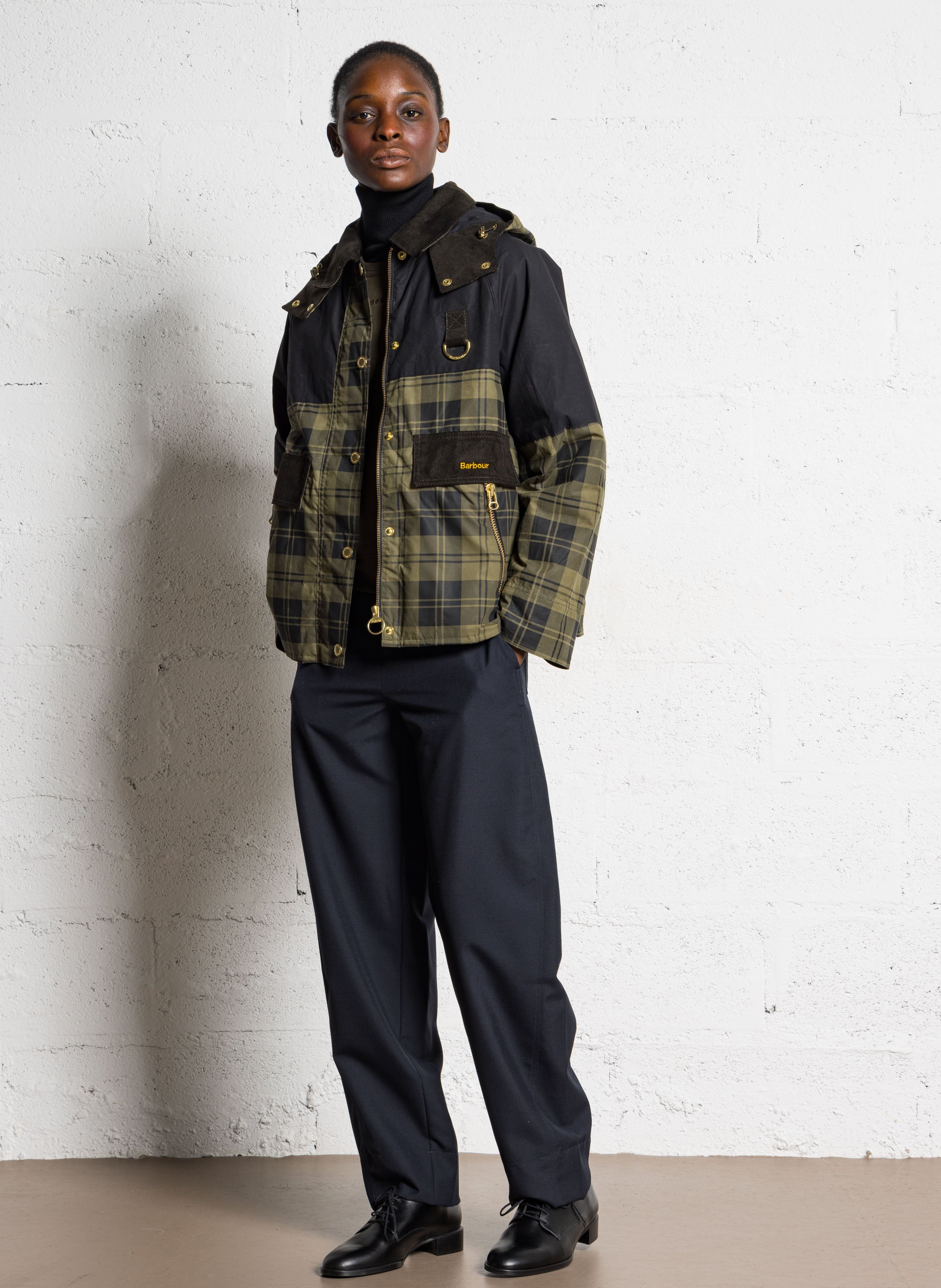 Veste droite en coton imprimé BARBOUR Kaki