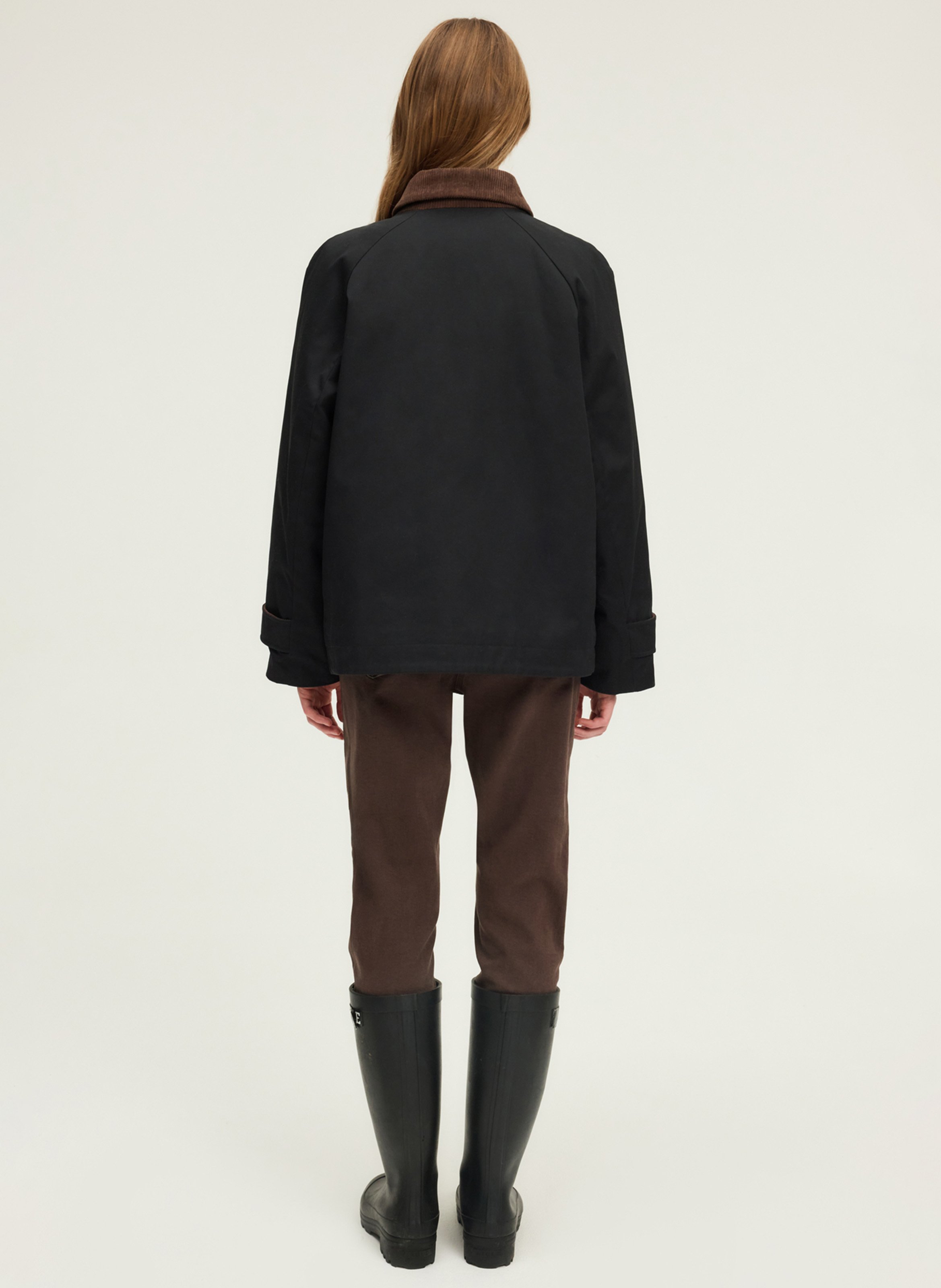 Korte parka met geribbelde fluwelen kraag PABLO Blauw