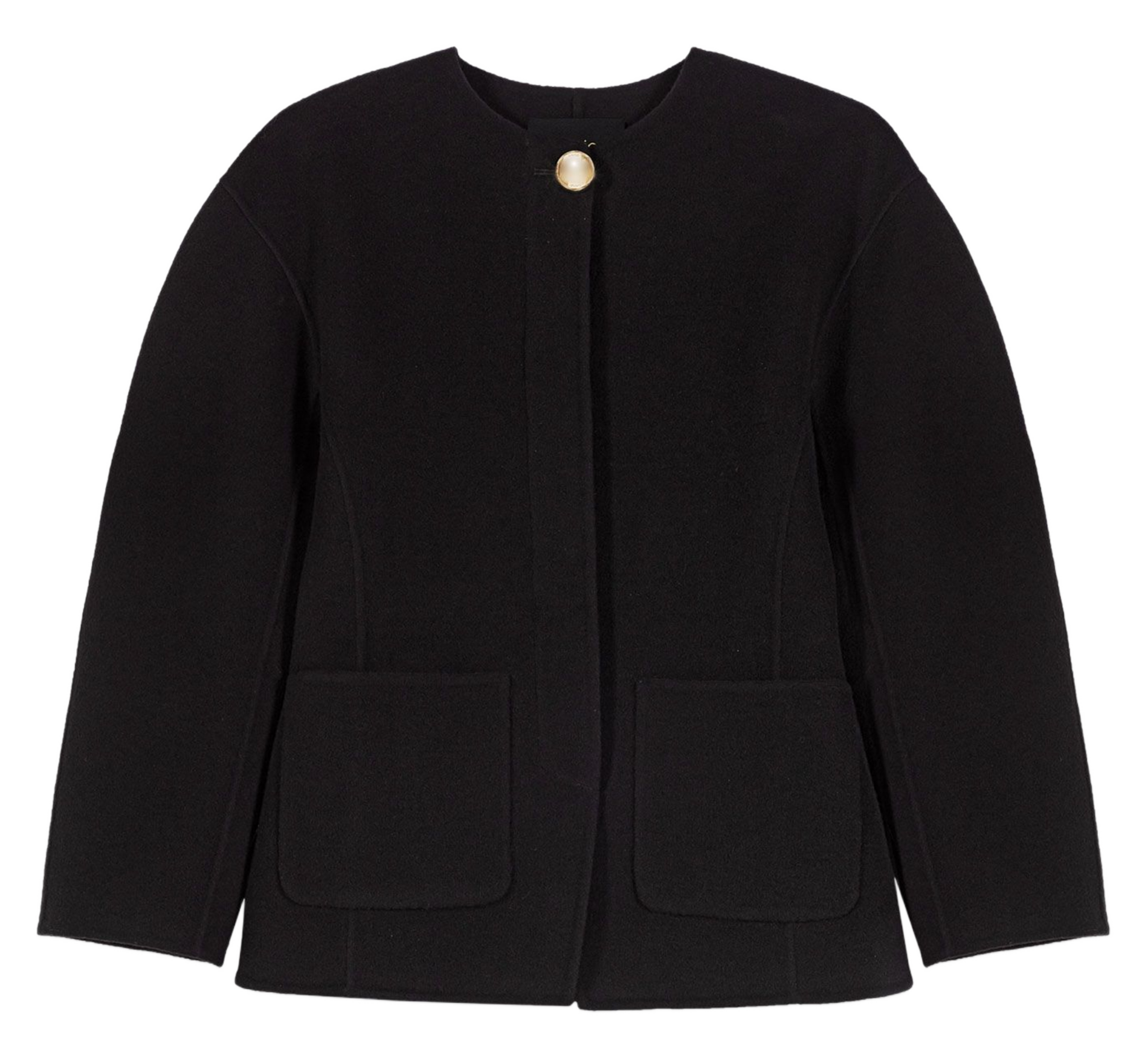 Veste col rond en laine mélangée MAJE Noir