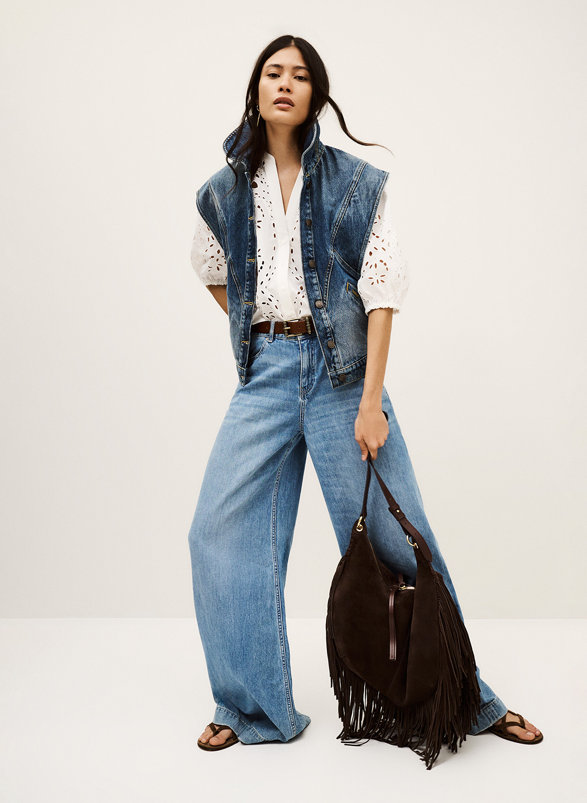 Recht, katoenen overhemd met borduursel  BA&SH Beige