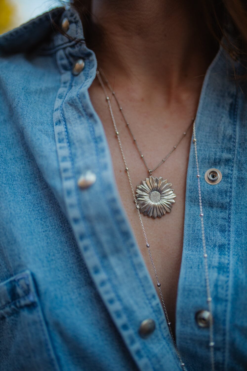 THÉIA - silver-plated flower necklace MONSIEUR SIMONE Golden