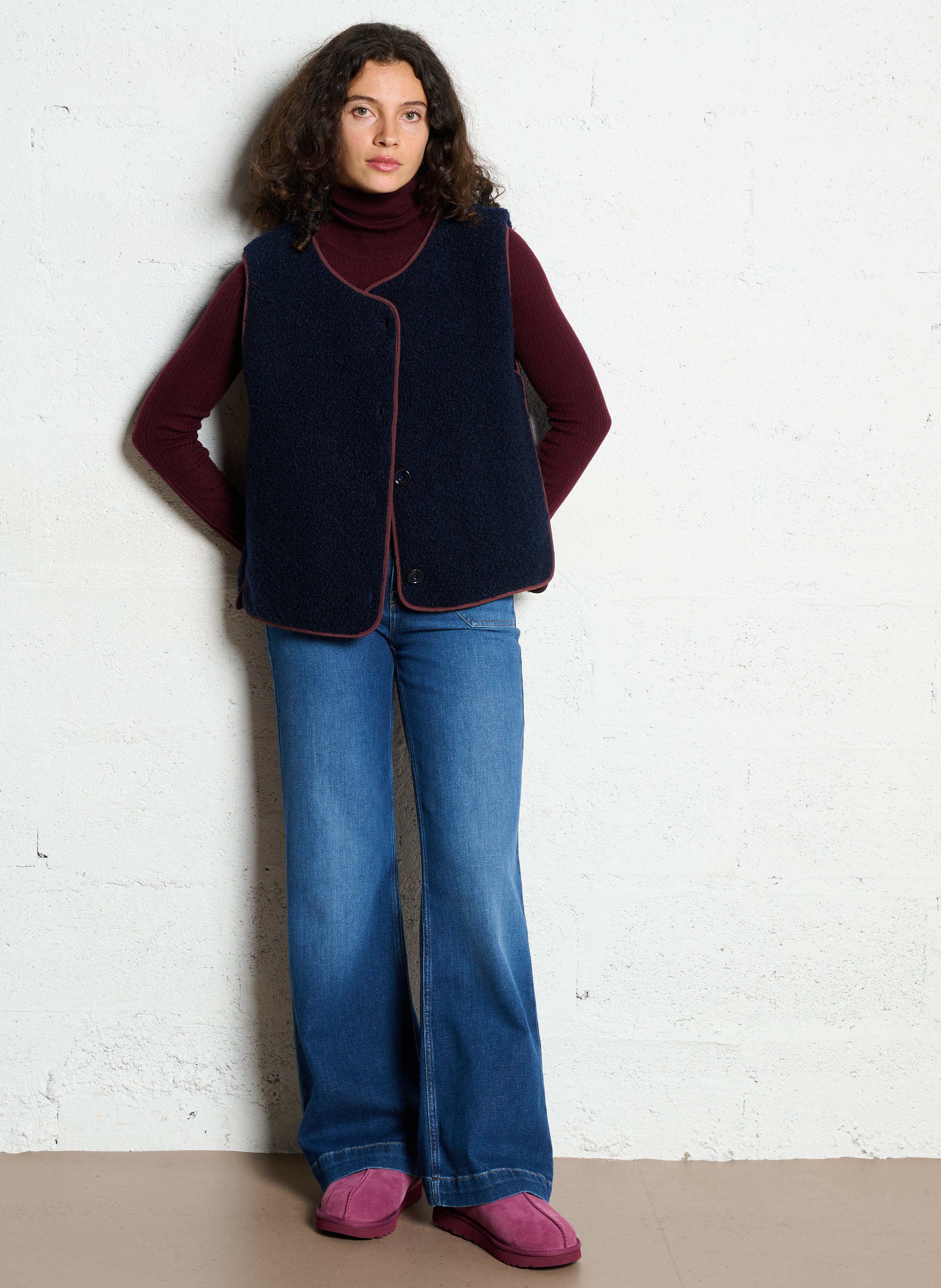 Deels leren klompen UGG Rood