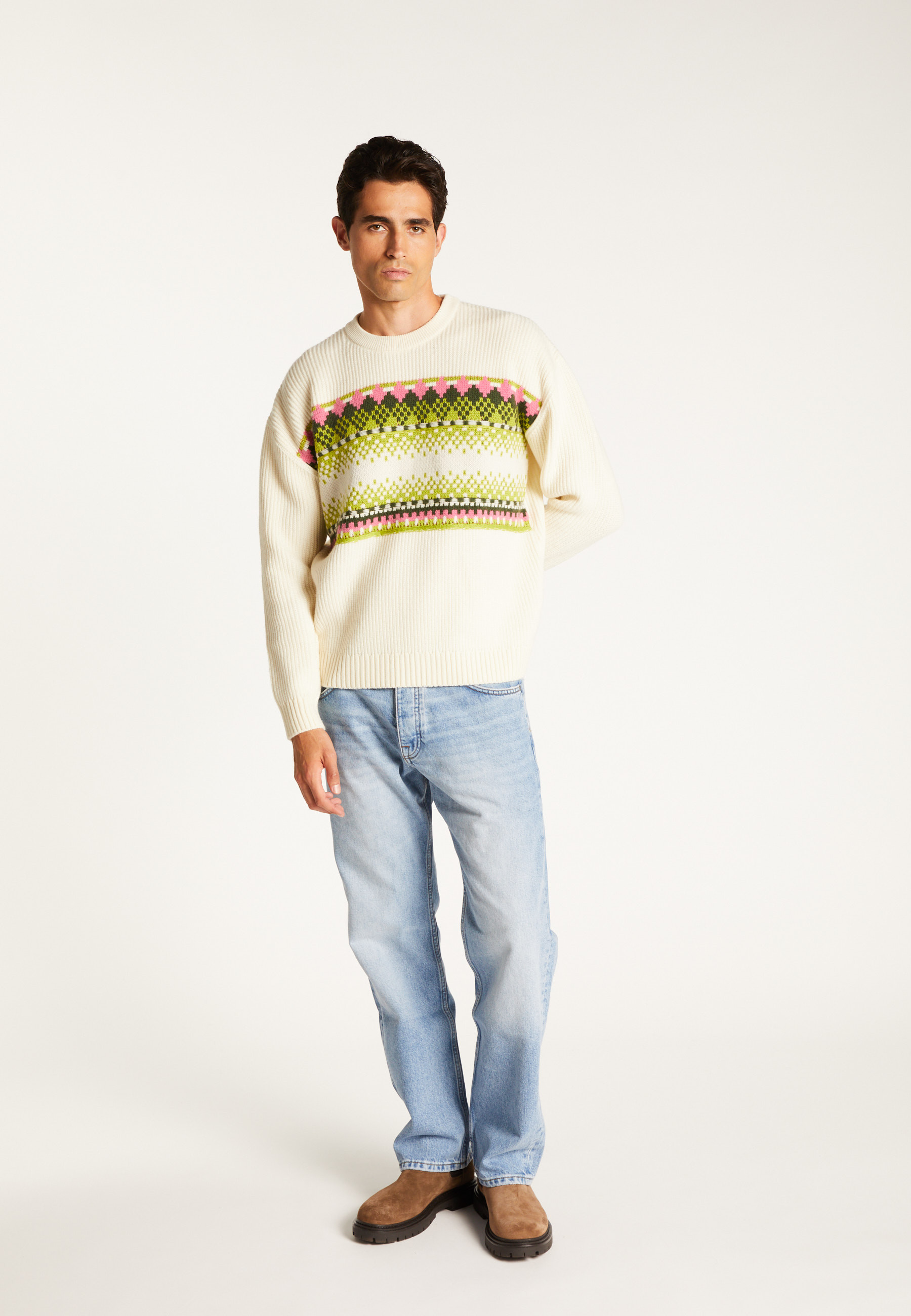 Merino wool patterned sweater MAISON MONTAGUT