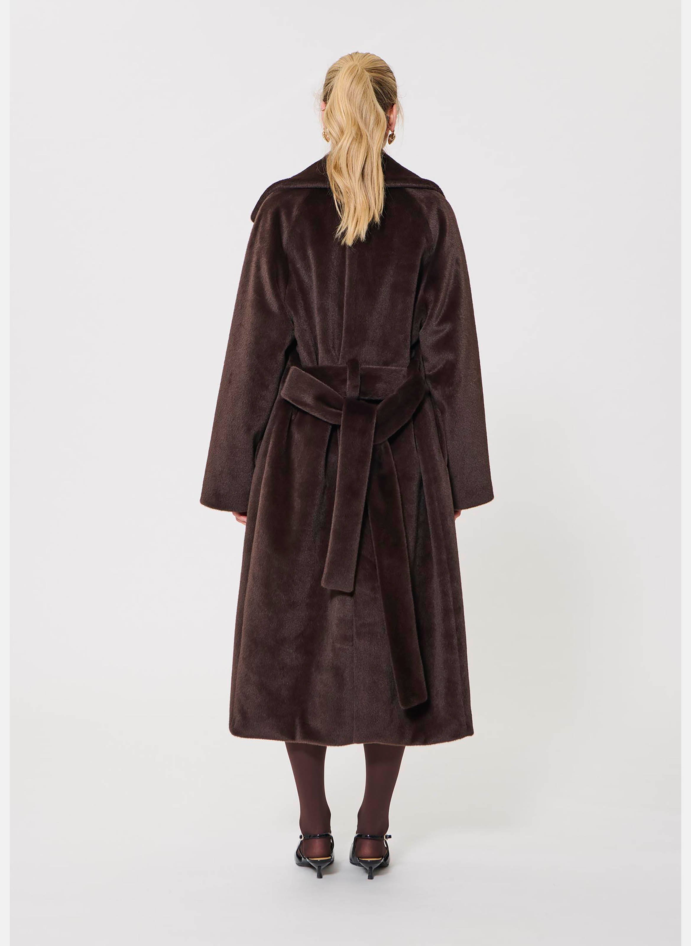 Classic straight coat with faux fur collar TARA JARMON Brown