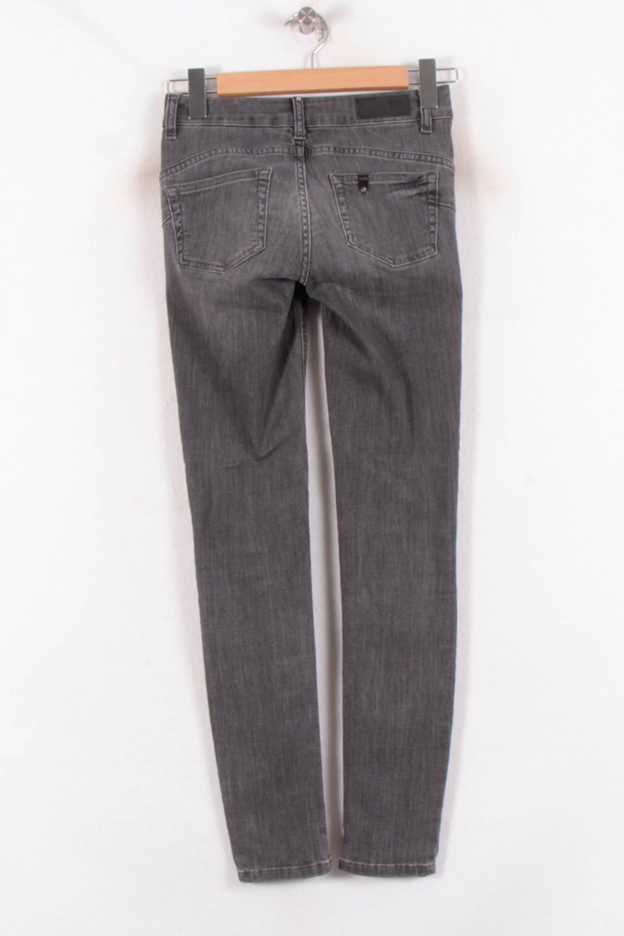 Cropped slim jeans with studs LIU JO - SECONDE MAIN Grey