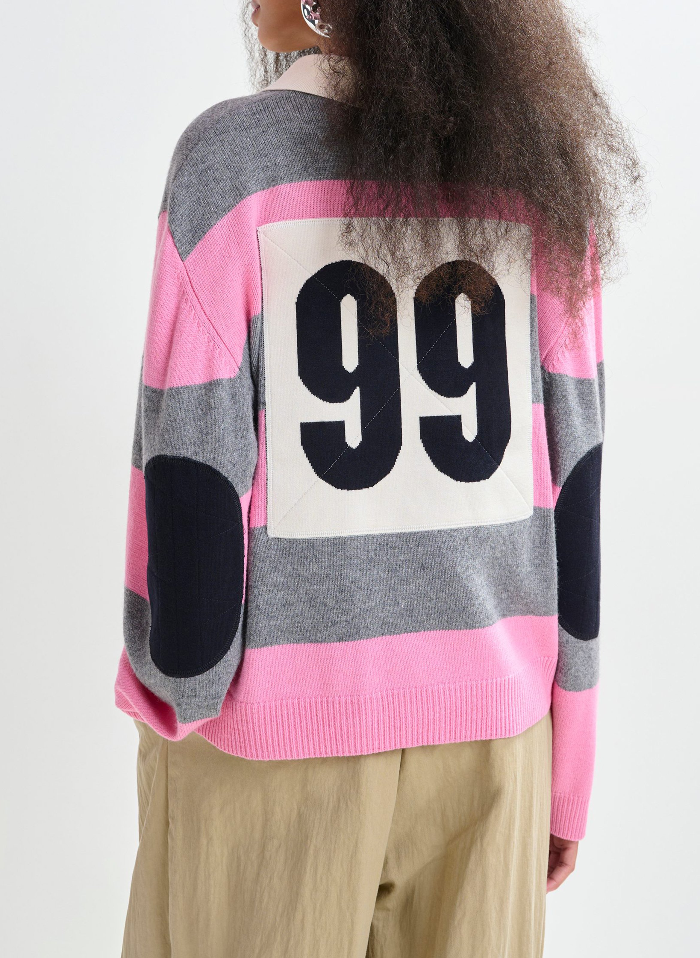 Oversized striped polo ESSENTIEL ANTWERP Grey