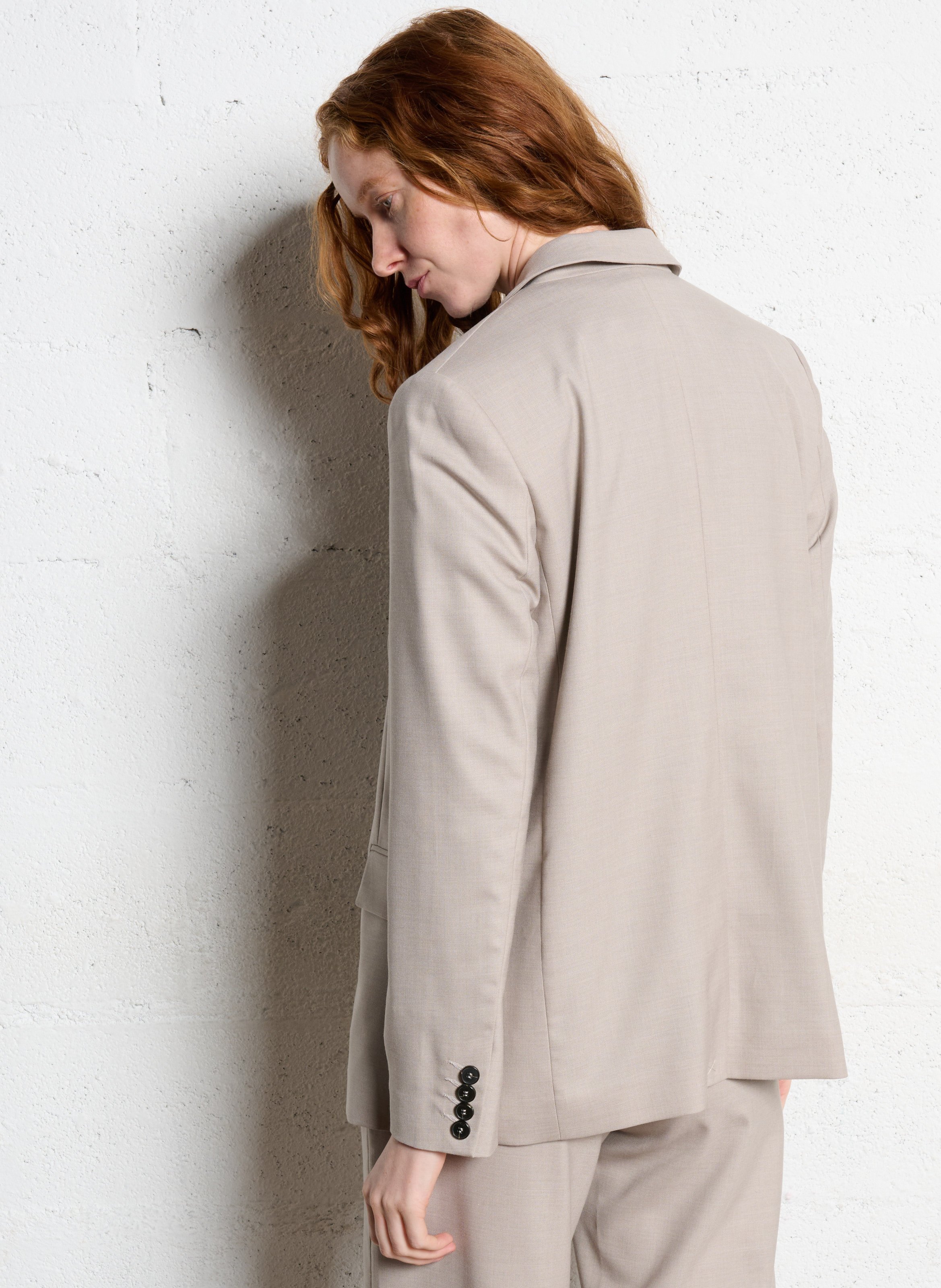 Rechte colbertjas met revers Beige