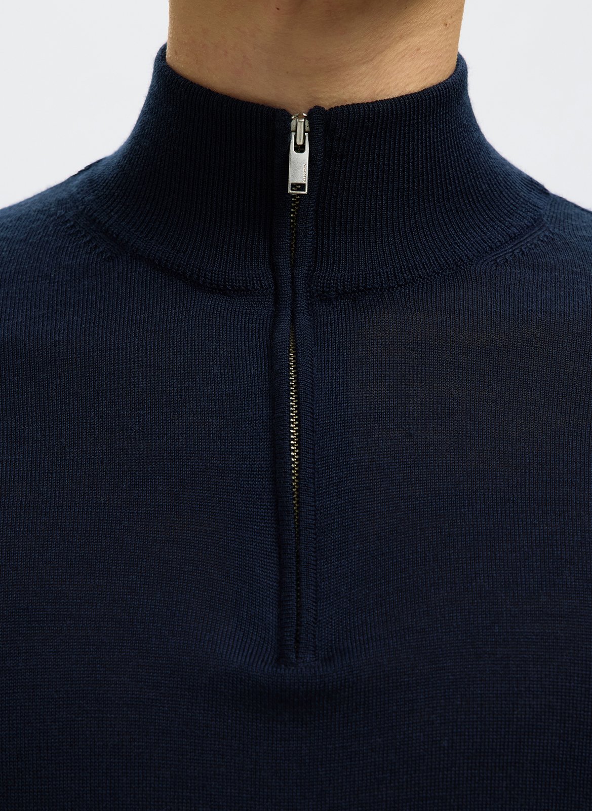 Pull droit col montant en laine SELECTED Bleu