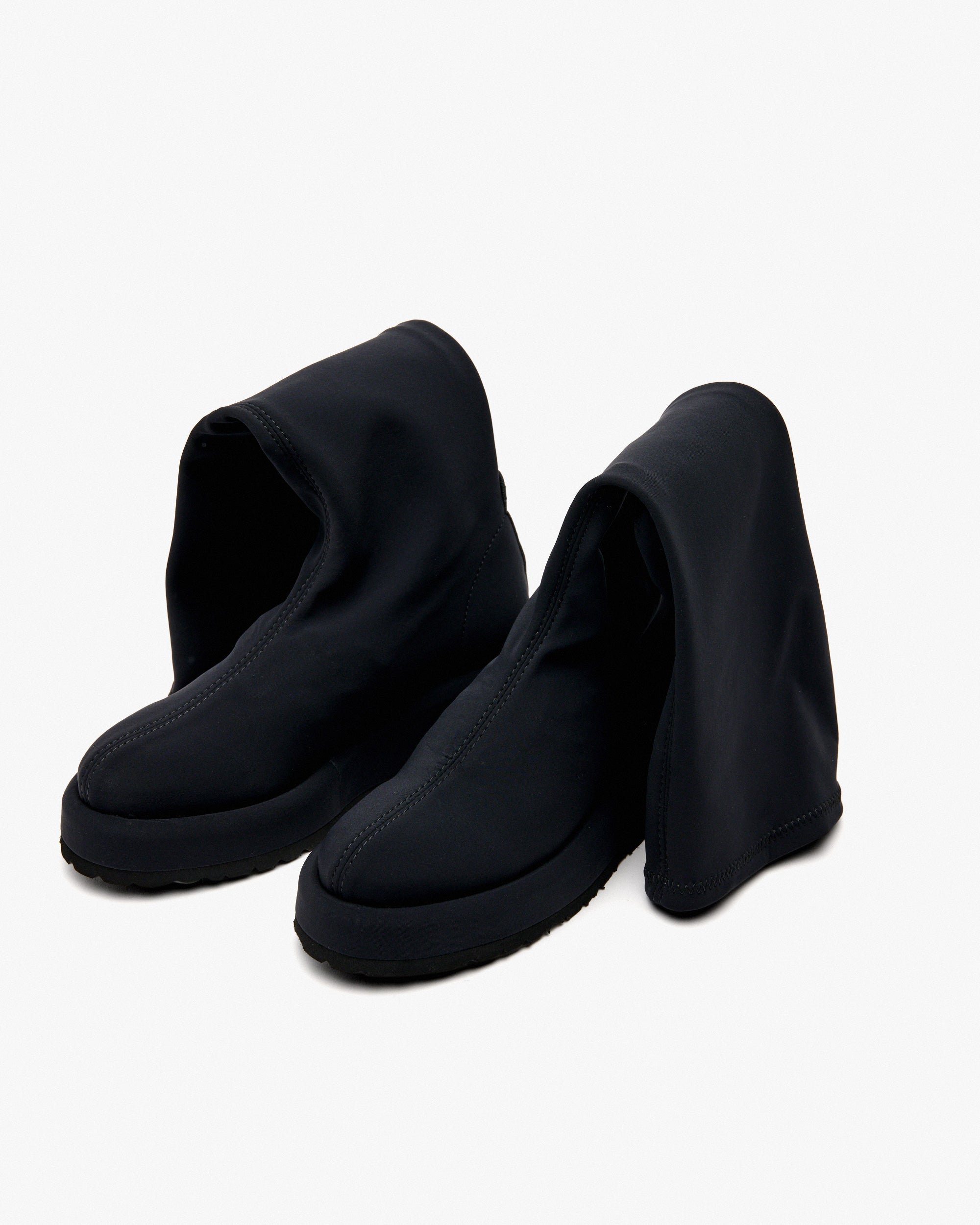 Black stretch fabric faux leather boots PEDRO MIRALLES Black