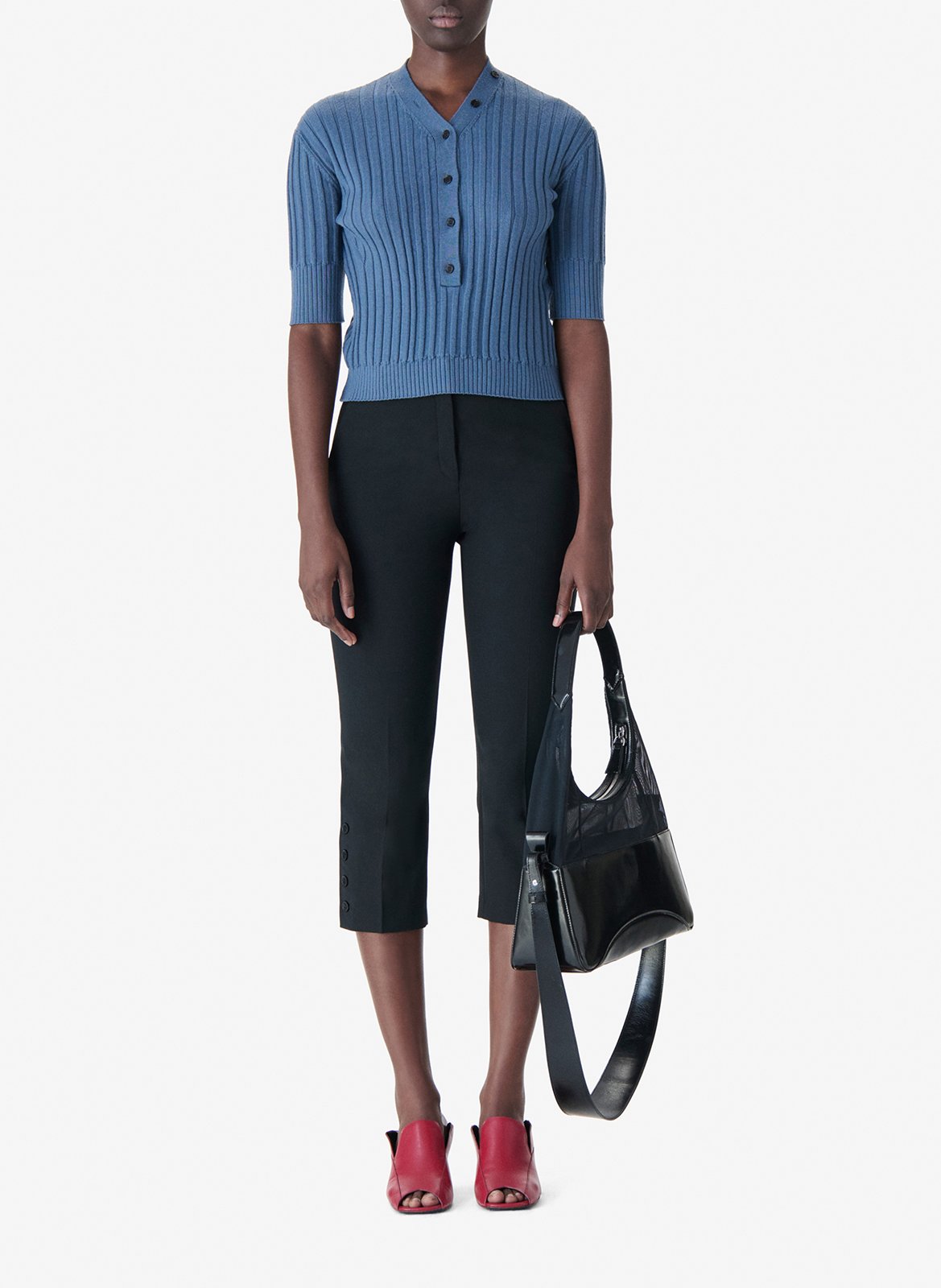 Pull col V en laine IRO Bleu