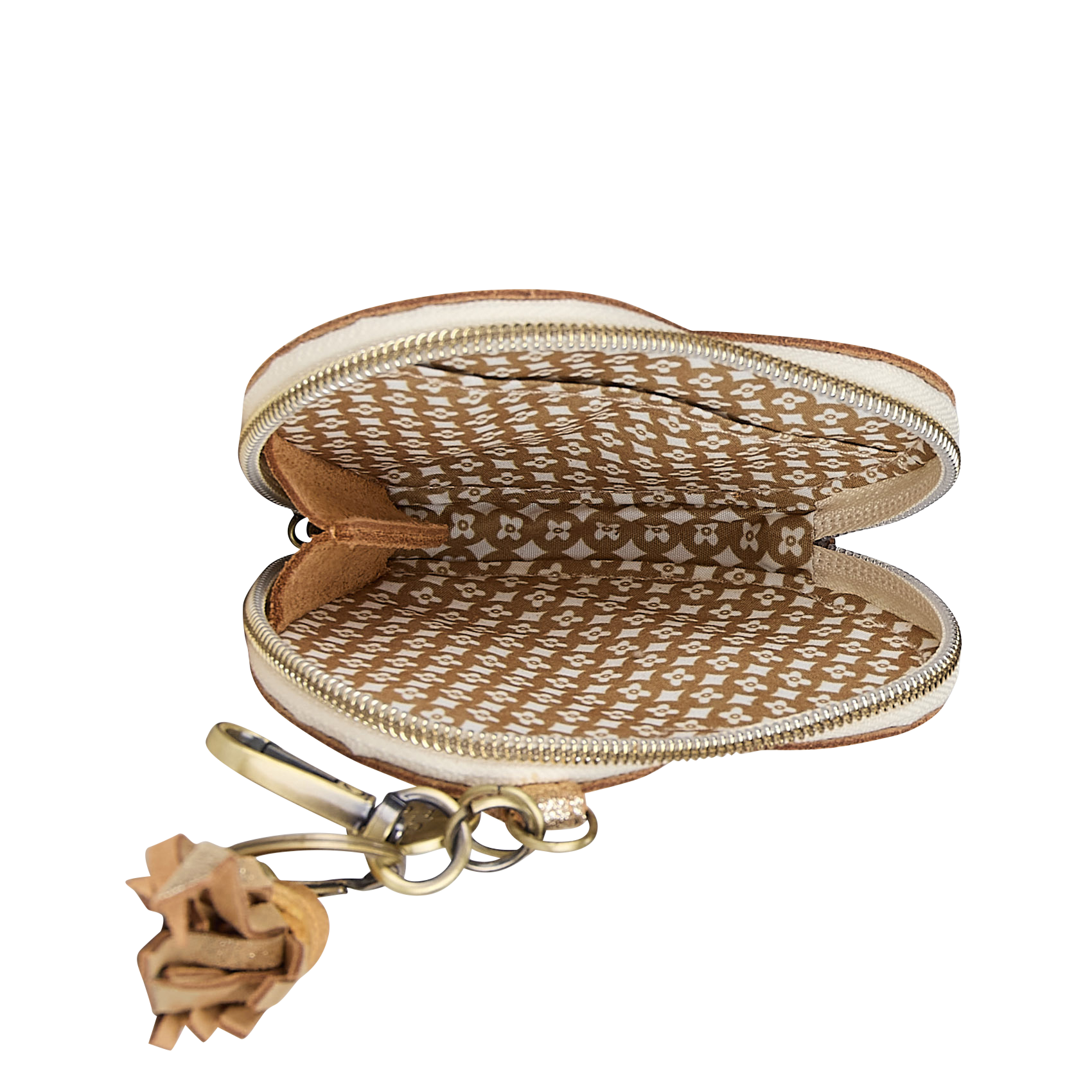 Portemonnee in de vorm van een hart van leer MILA LOUISE Beige