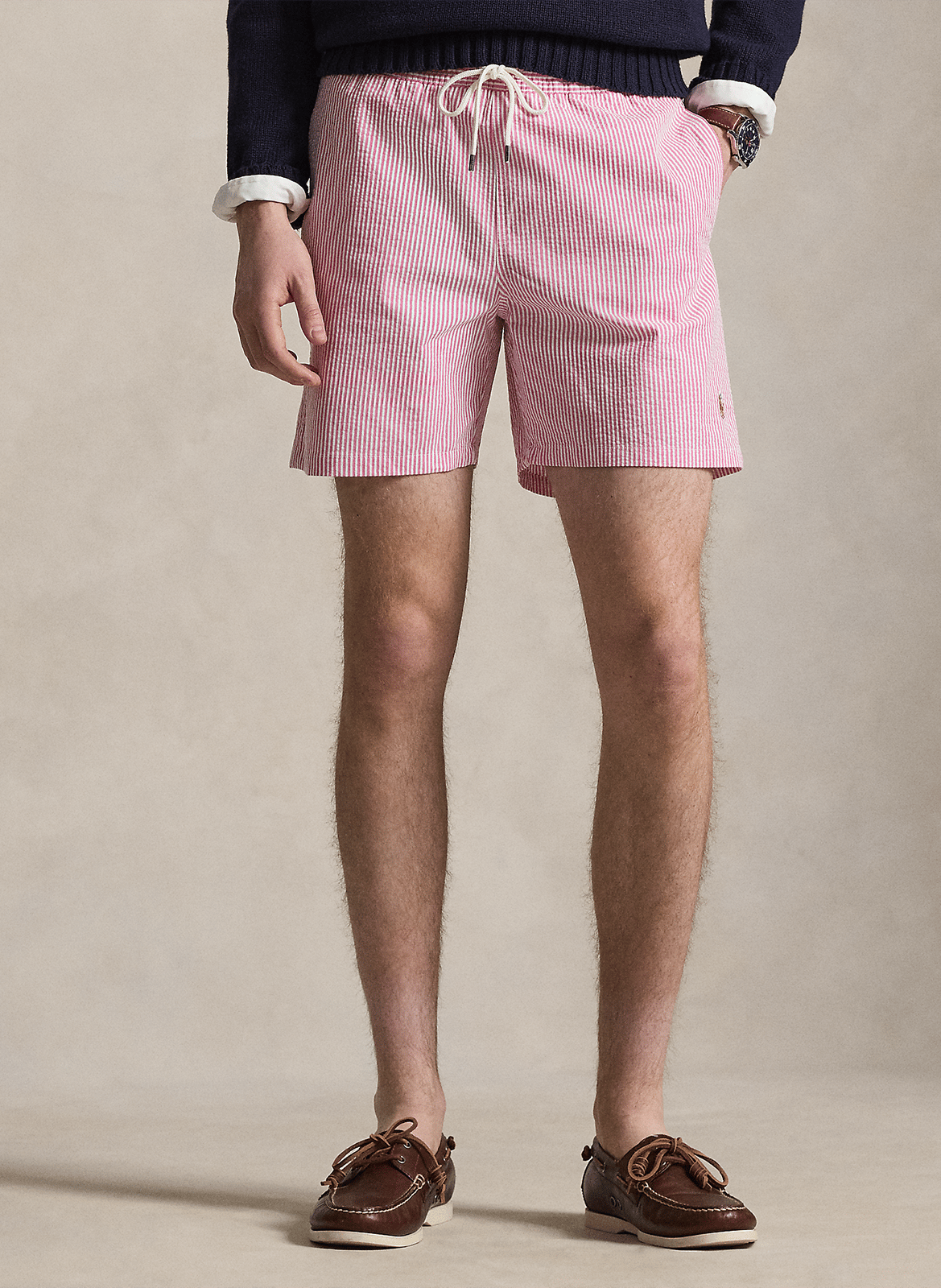 Korte rechte gestreepte broek van katoenmix POLO RALPH LAUREN