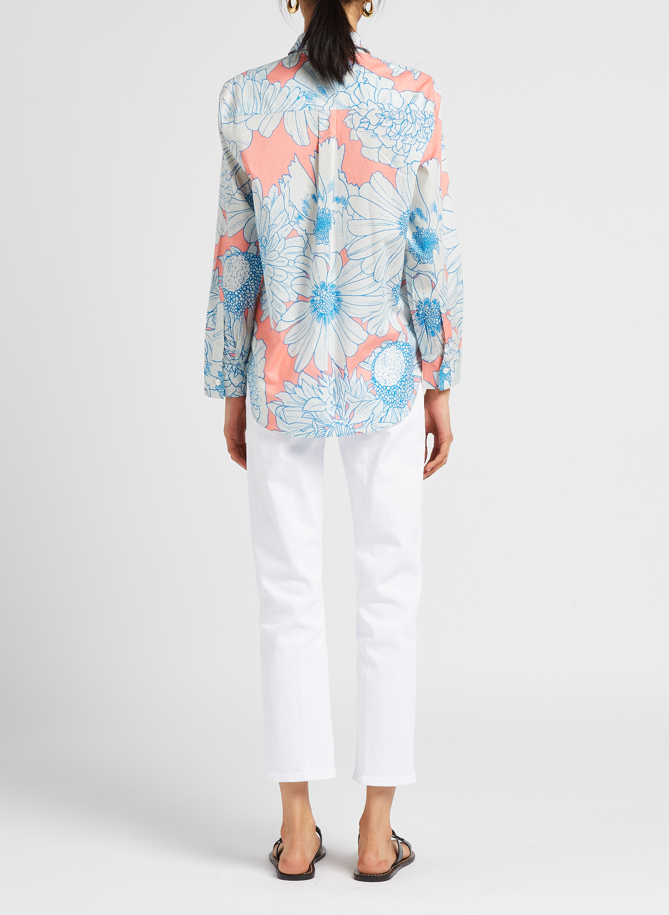 Wijde, katoenen blouse met klassieke kraag en print PAUL AND JOE Roze