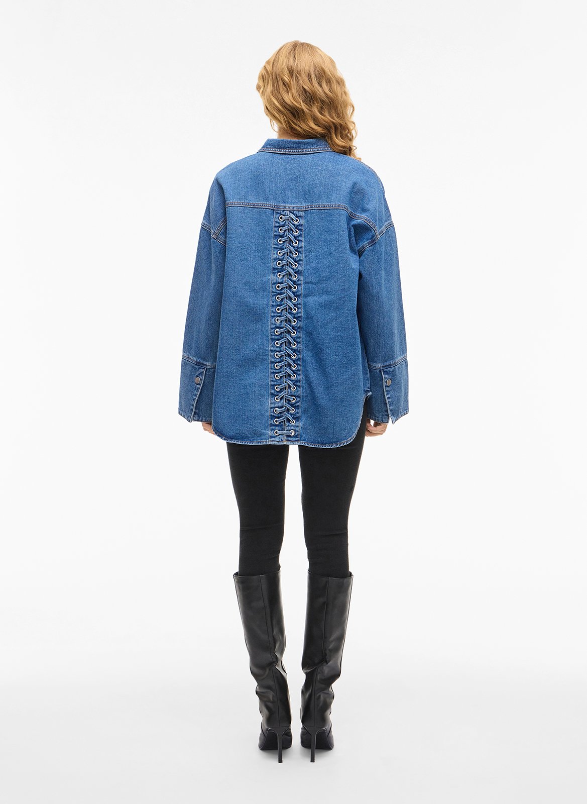 Chemise col classique en coton VILA Bleu