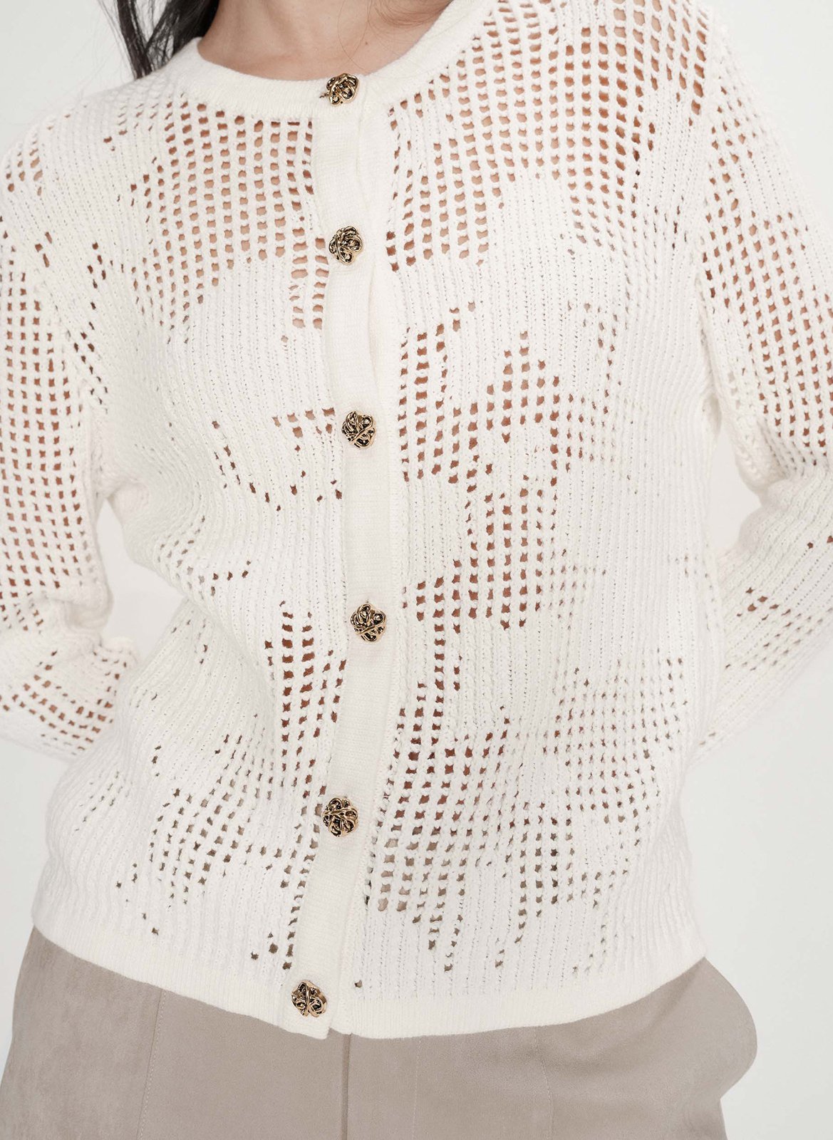 Gilet col rond  GRACE ET MILA Blanc