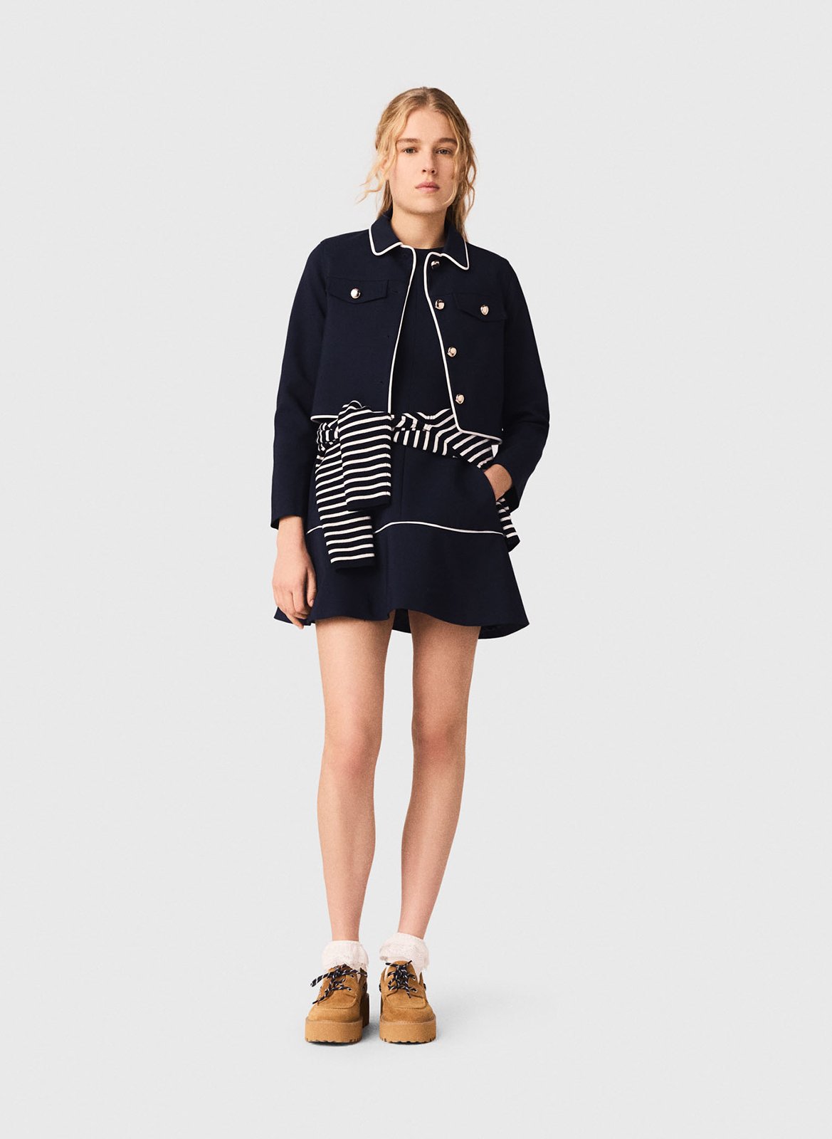 Veste courte en coton mélangé MAJE Bleu