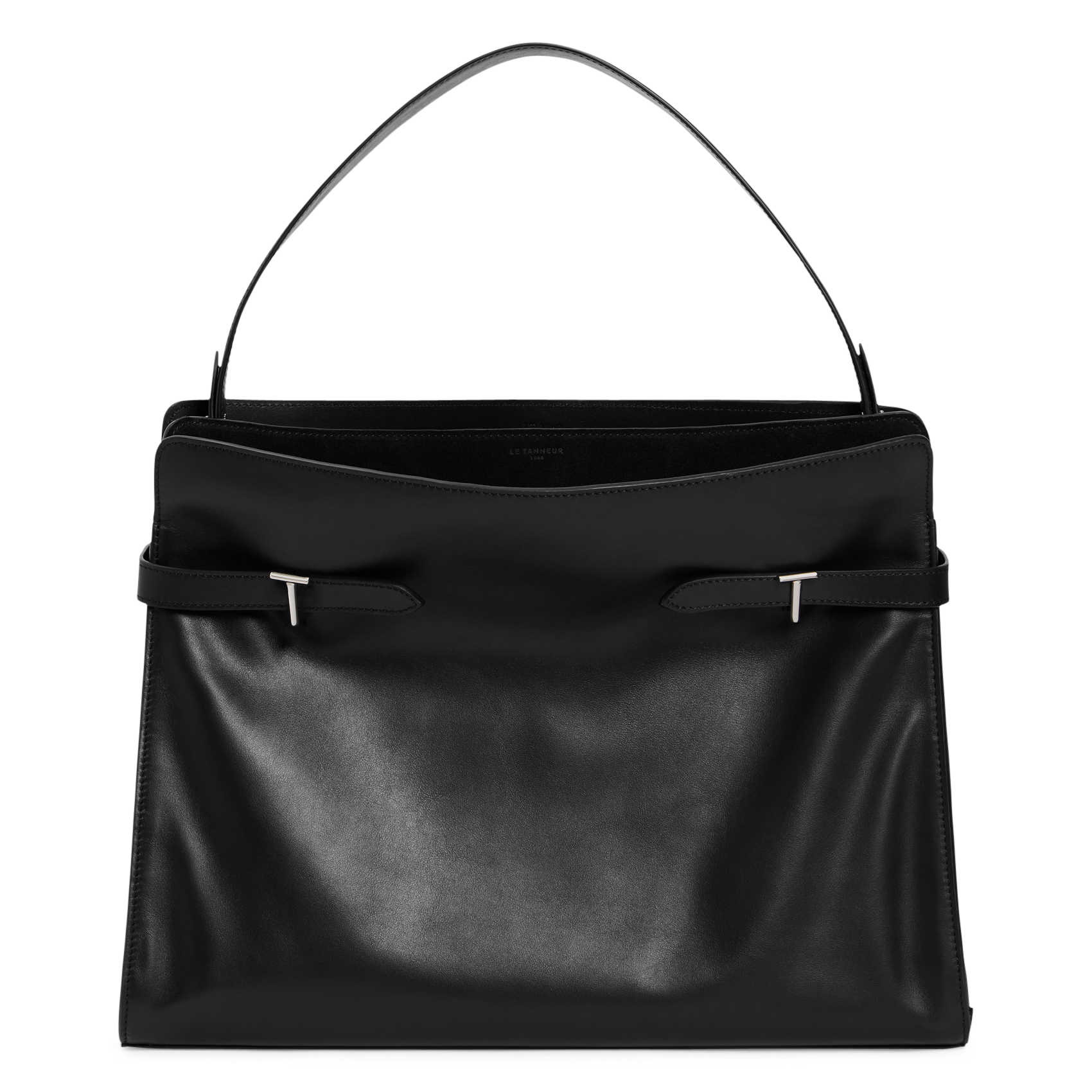 Große einfarbige Ledertasche LE TANNEUR Schwarz