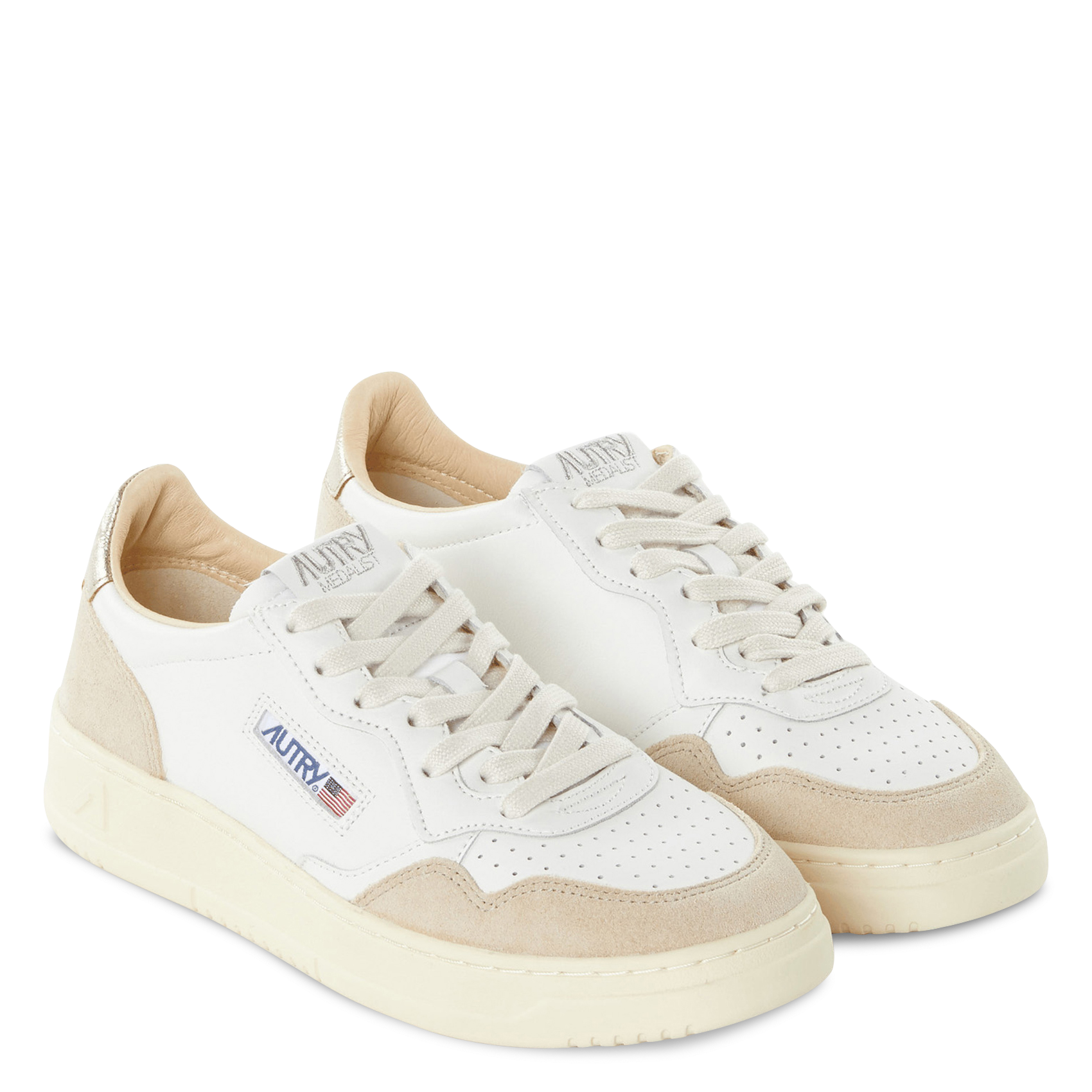 Lage baskets van leermix AUTRY Goudkleurig