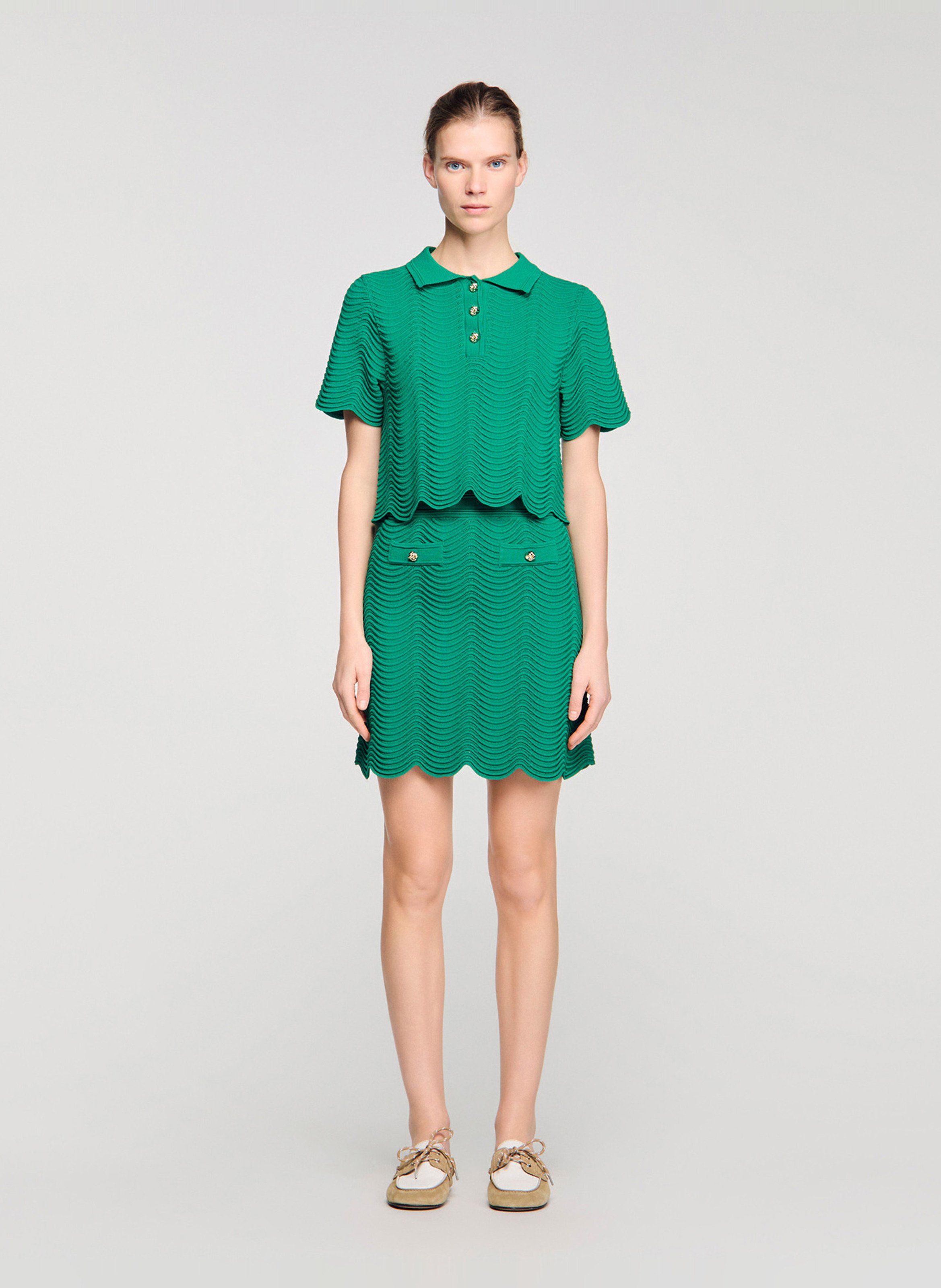 Dakota short jacquard skirt SANDRO Green