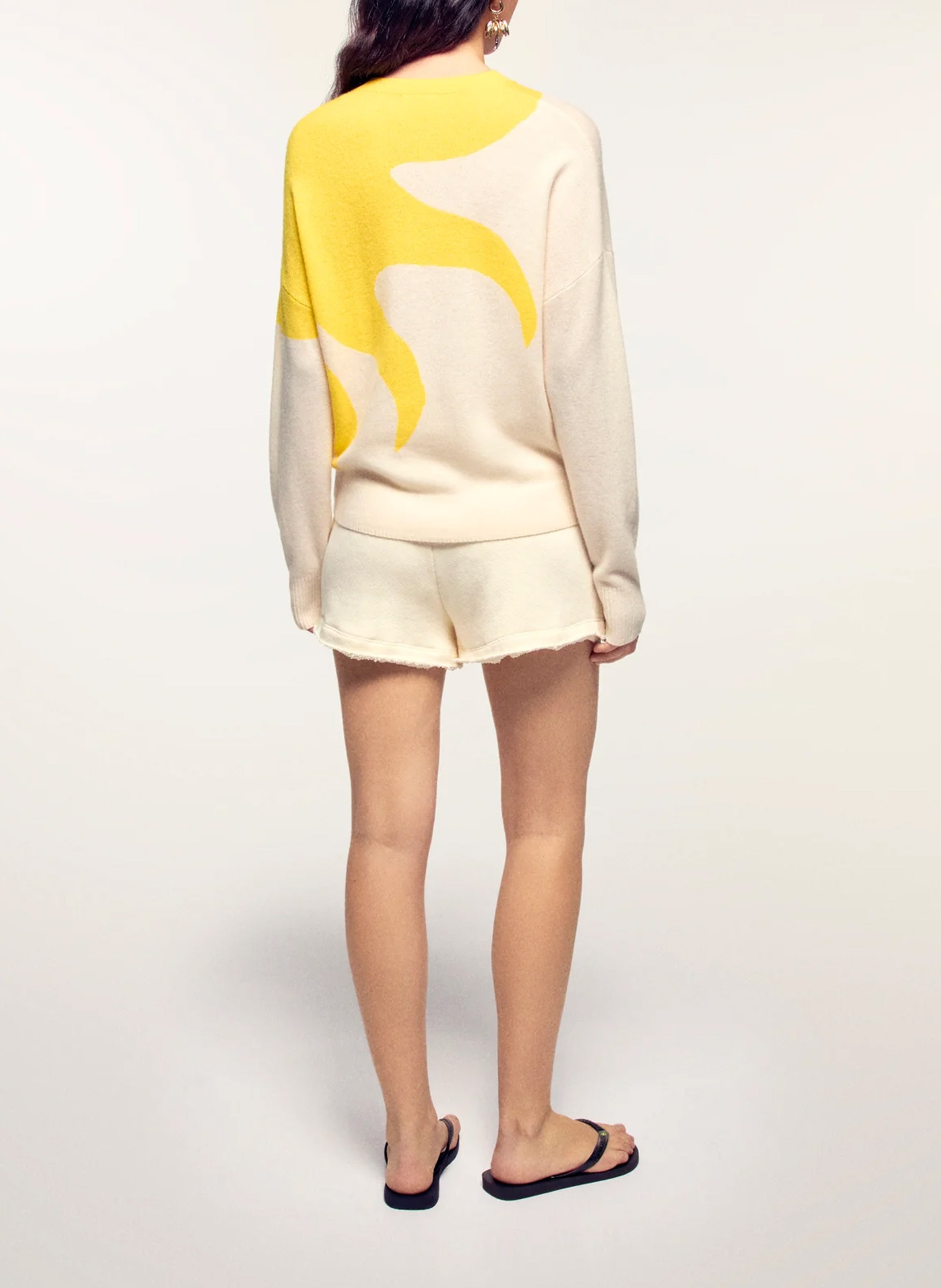 Pull droit col rond en laine et cachemire mélangé FROM FUTURE Beige