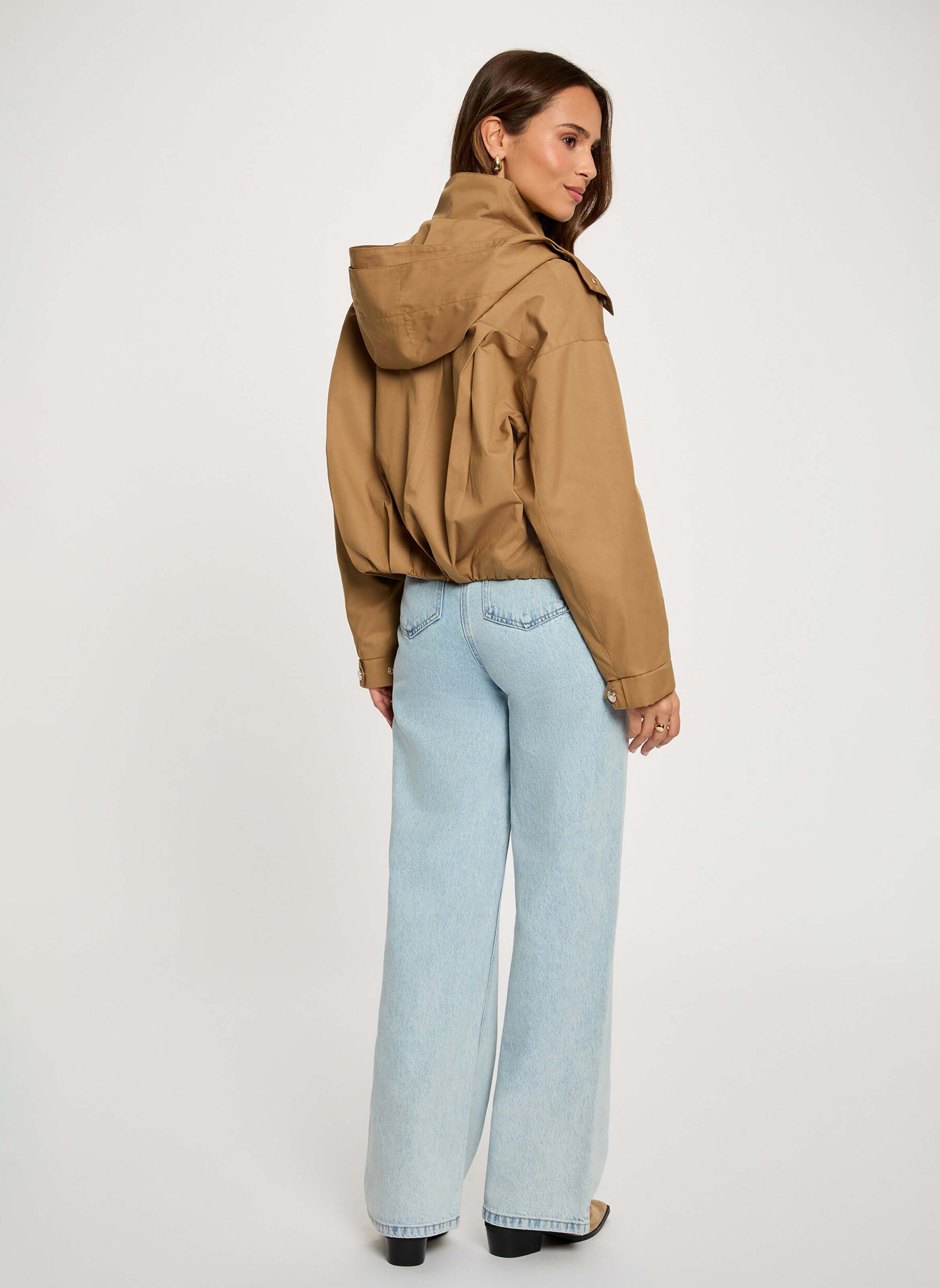 Veste col montant en coton mélangé MORGAN Marron