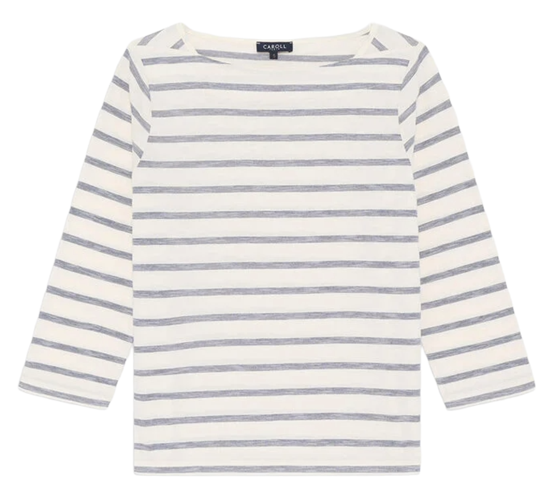 Tee-shirt col bateau rayé en coton CAROLL Bleu