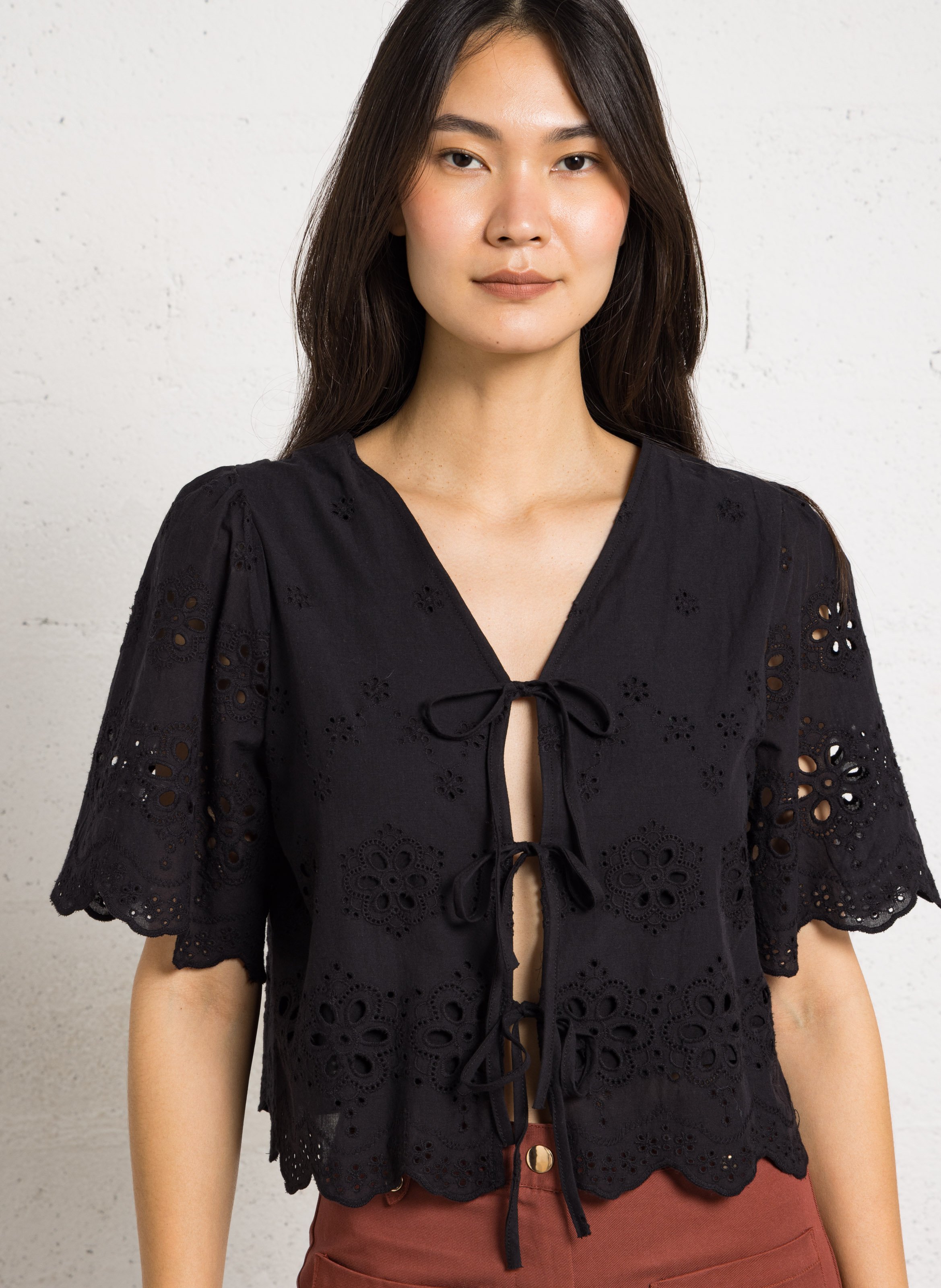 Top col v en coton SEE U SOON