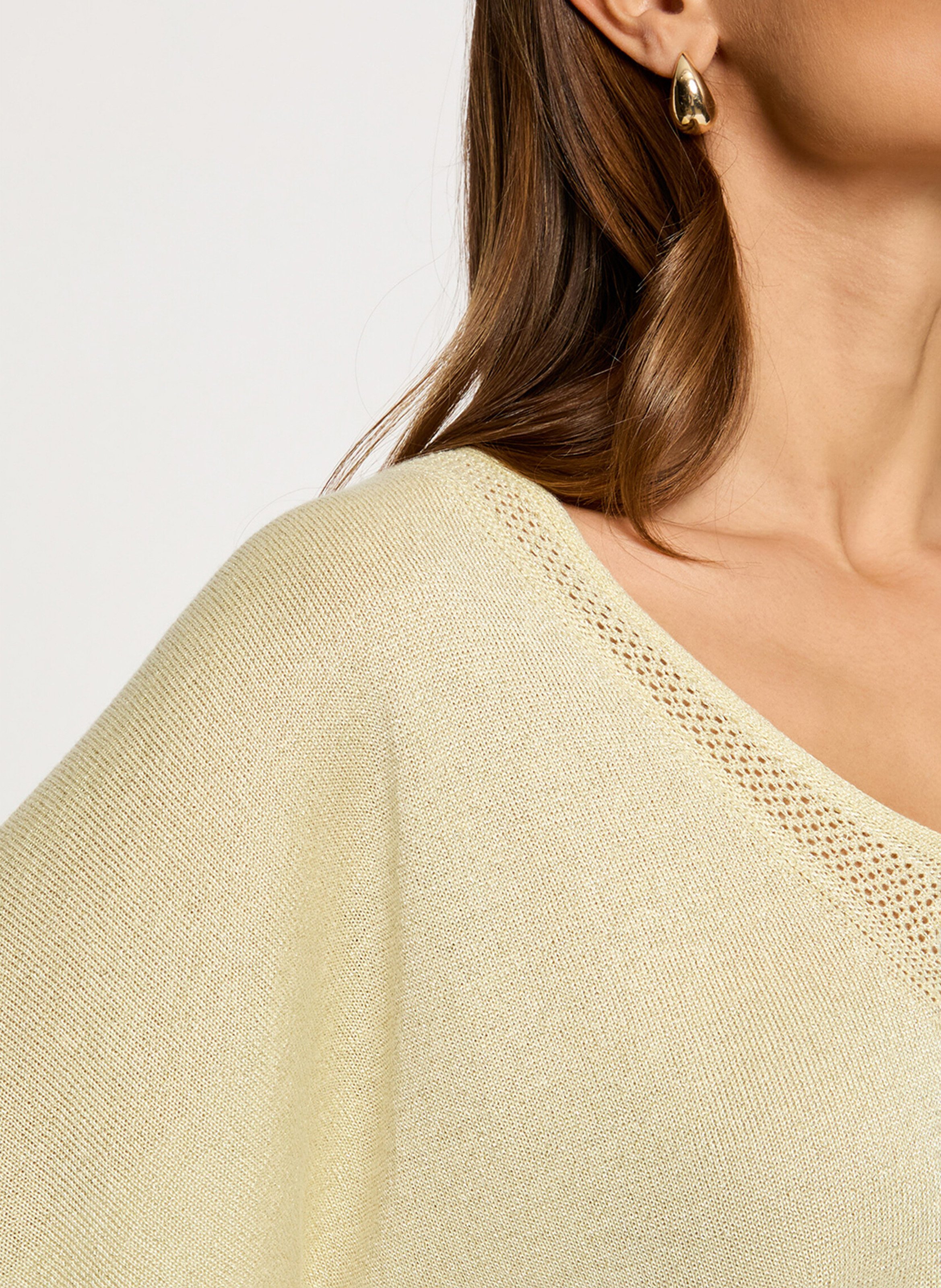Pull droit col V à détail métallisé MORGAN Jaune