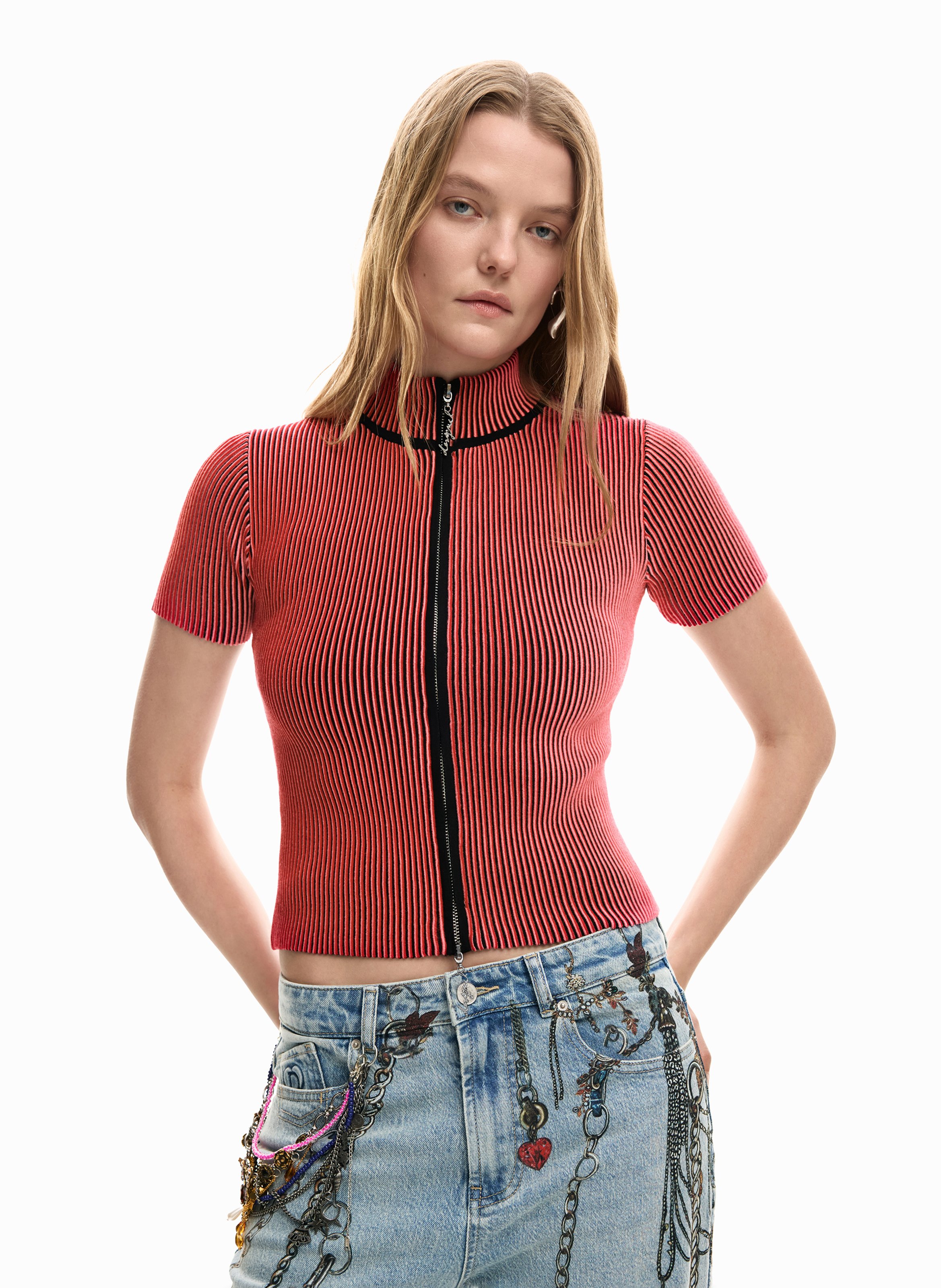 Top col rond  DESIGUAL Rouge