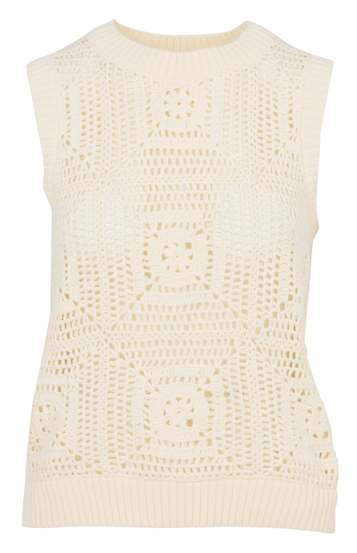 Sleeveless open-work knit sweater SUD EXPRESS Beige