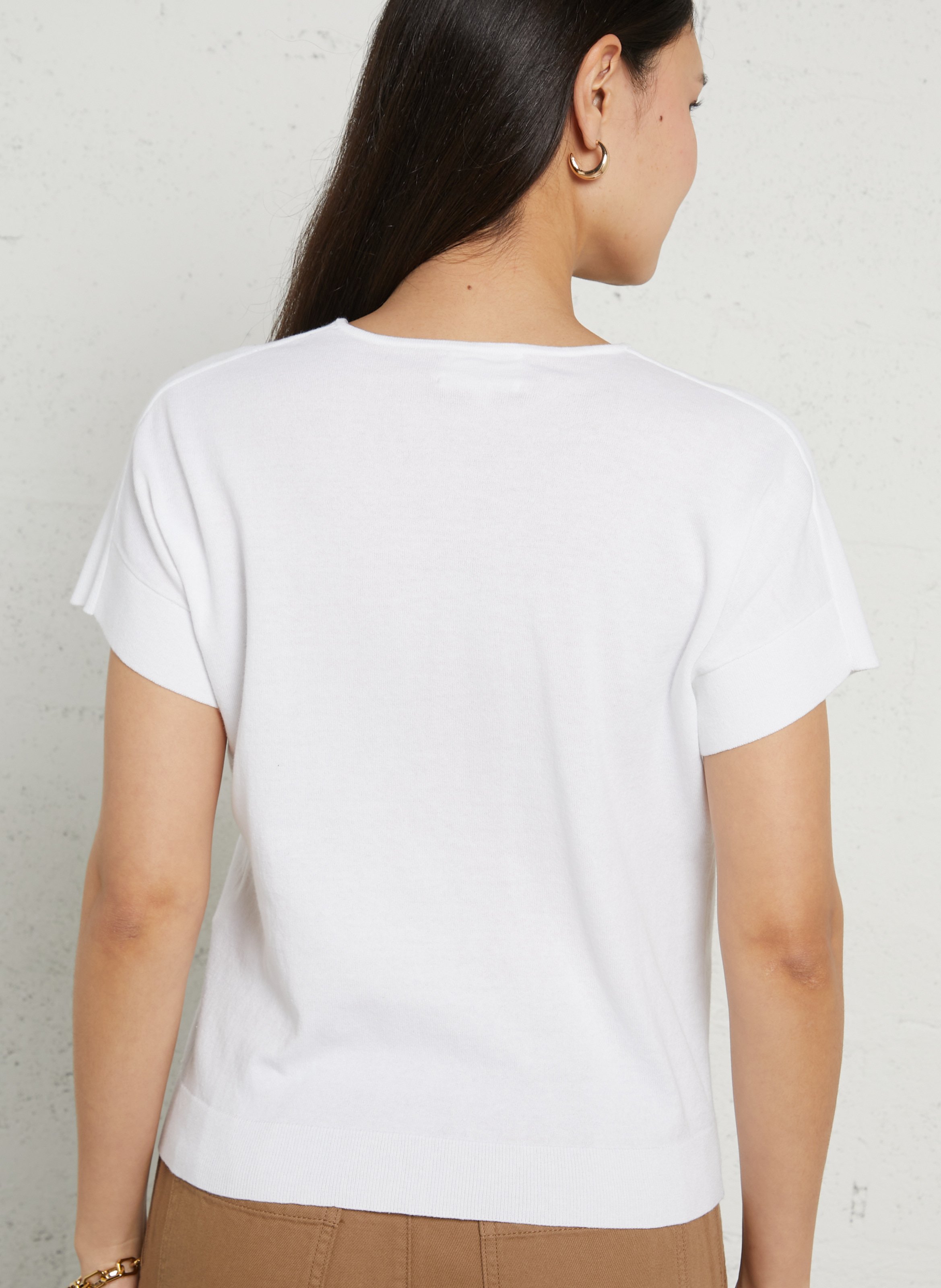 Oversized cotton V-neck top MAISON 123 White