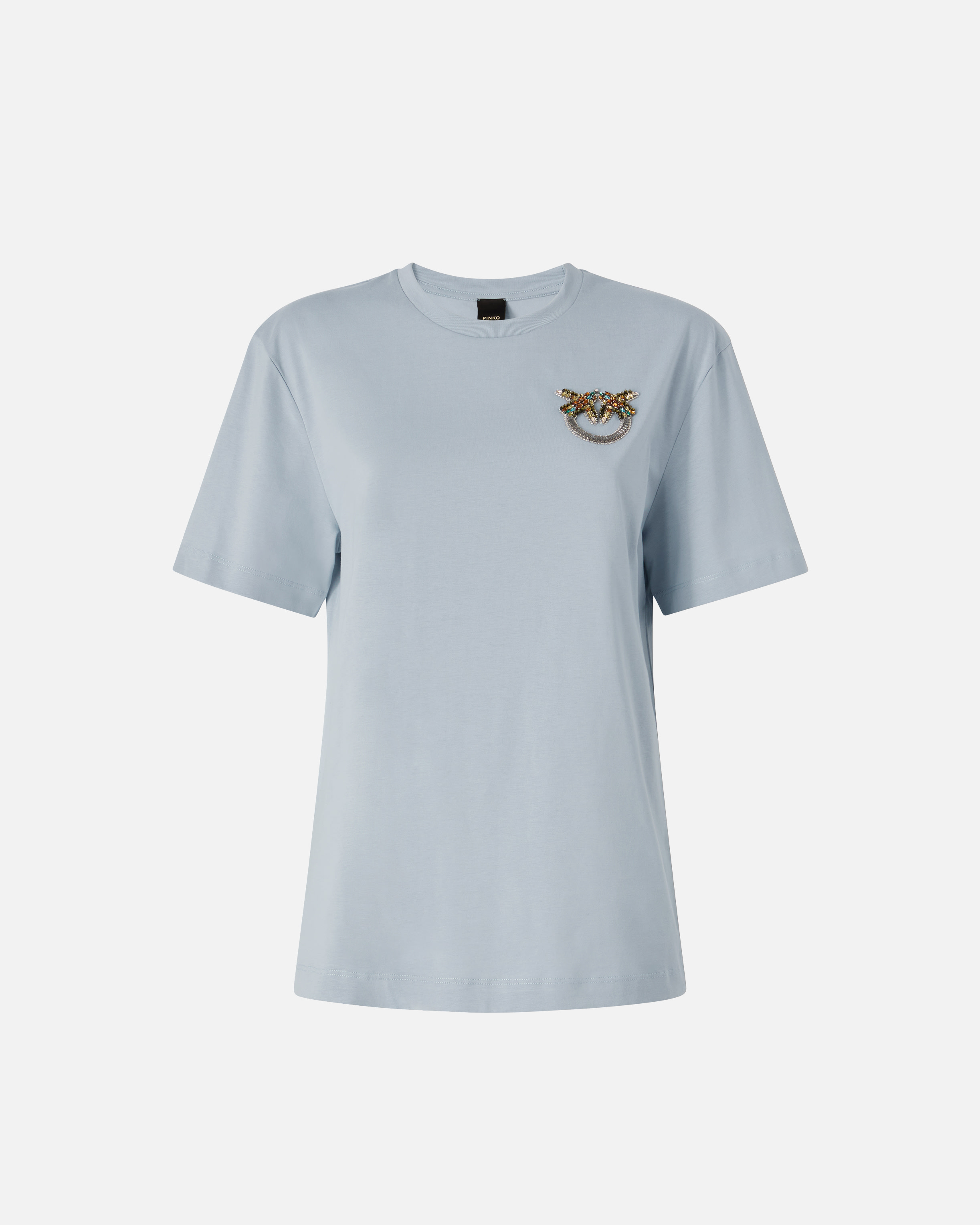T-shirt with love birds jewel application PINKO Blue