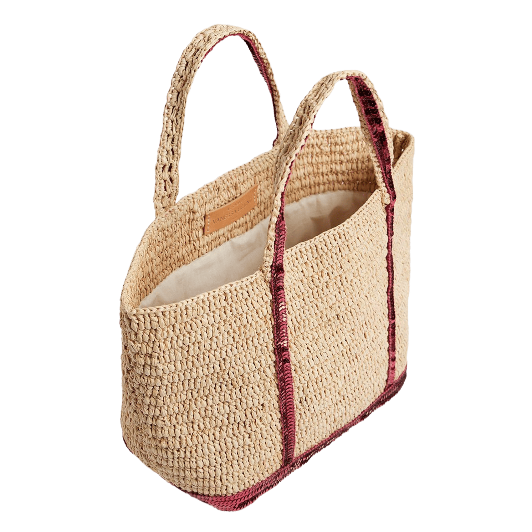 Sequined raffia tote bag VANESSA BRUNO Pink
