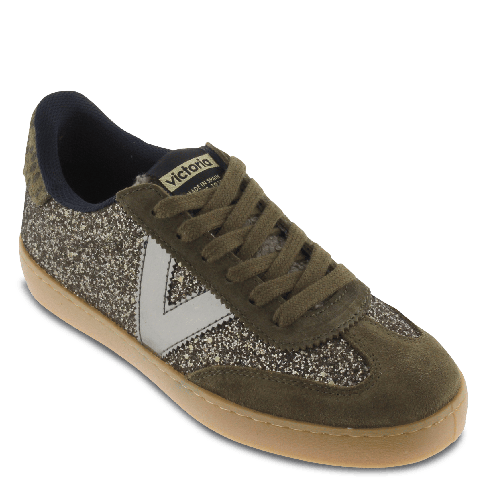Flache Sneaker mit Strass VICTORIA Khaki