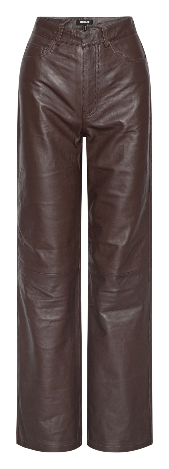 Straight-fit leren broek ROTATE Bruin