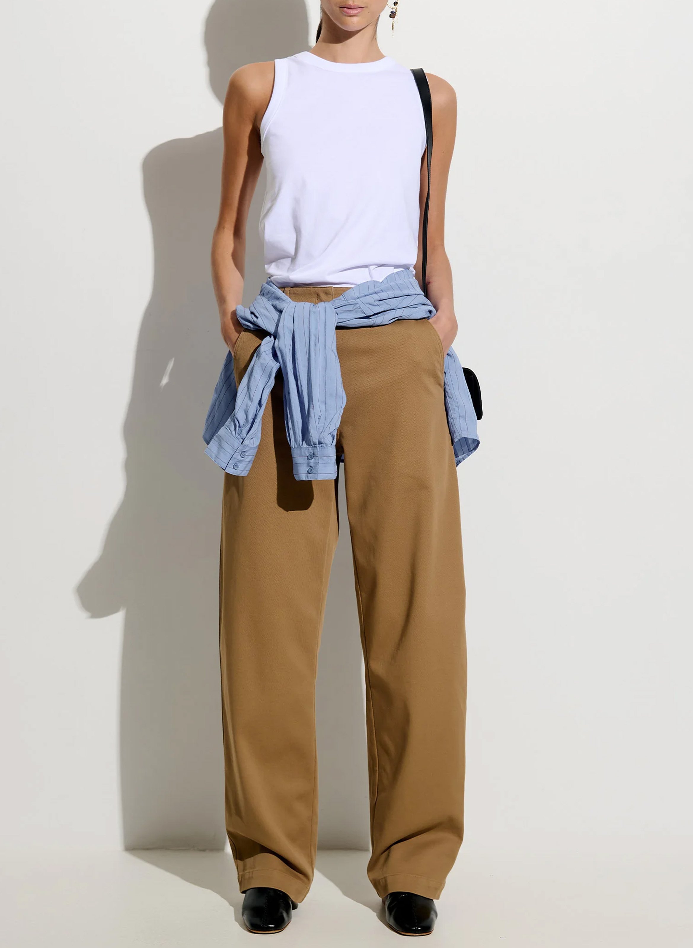 Wide-leg cotton-blend pants SESSUN Beige