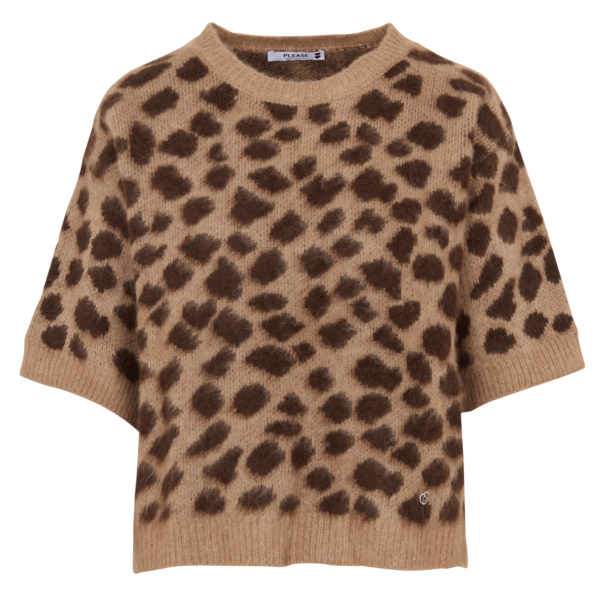 Oversized trui met luipaardprint PLEASE Bruin