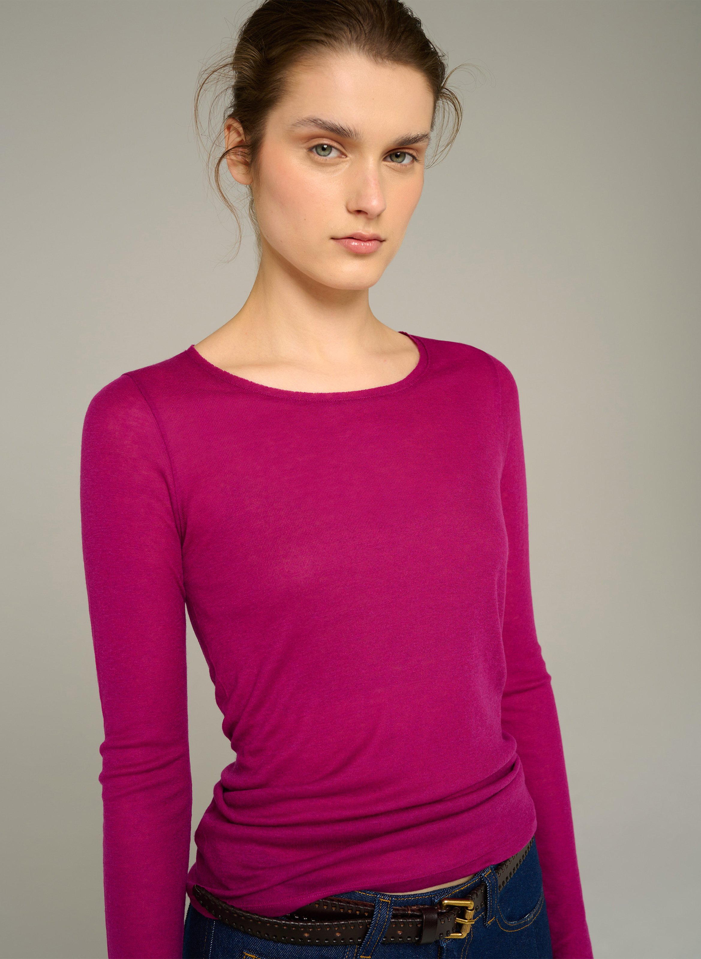 Langarmshirt mit Rundhalsausschnitt | Violett COTELAC ACOTE Damen