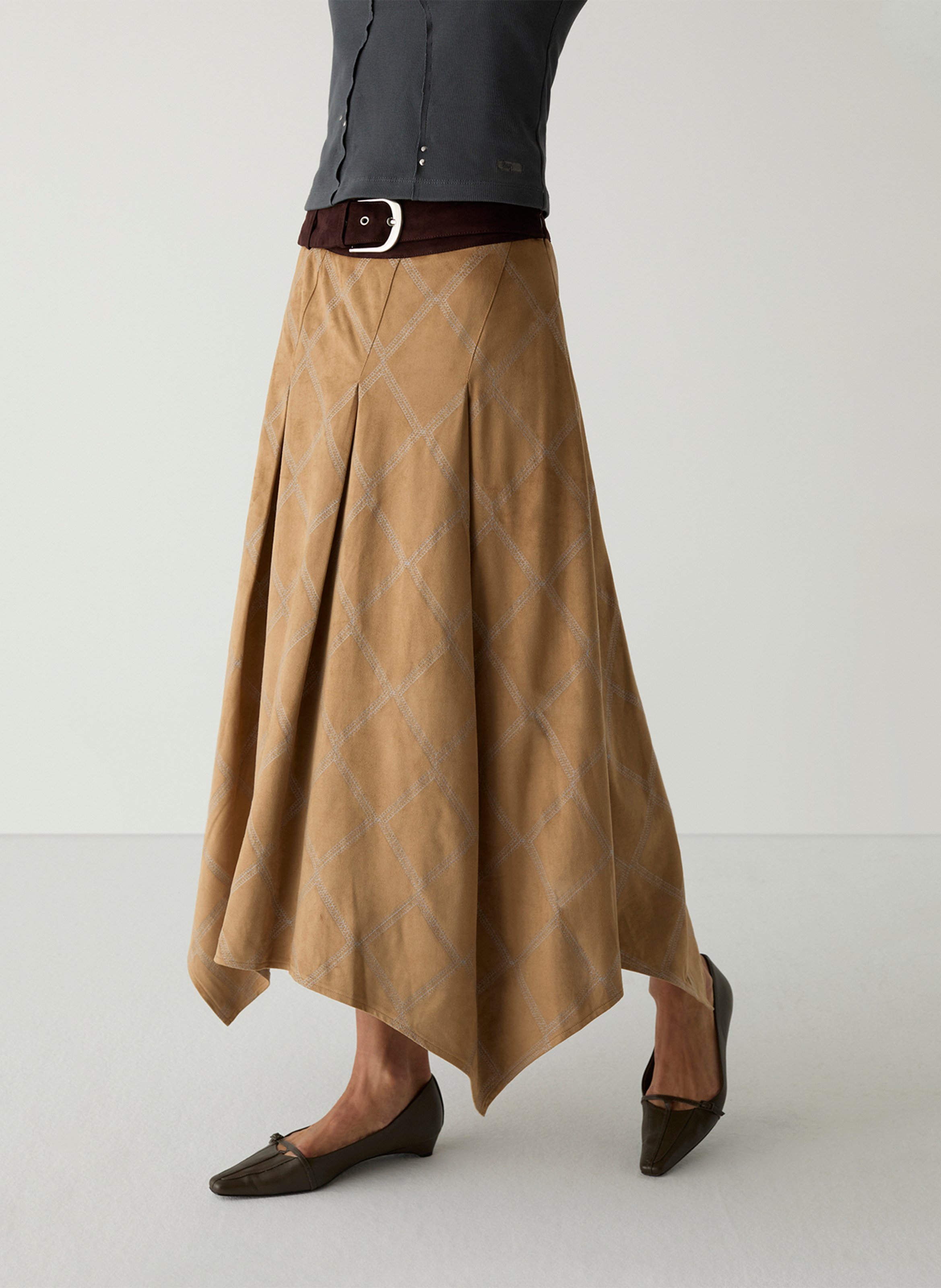 Jupe longue imprimée LAAGAM Beige