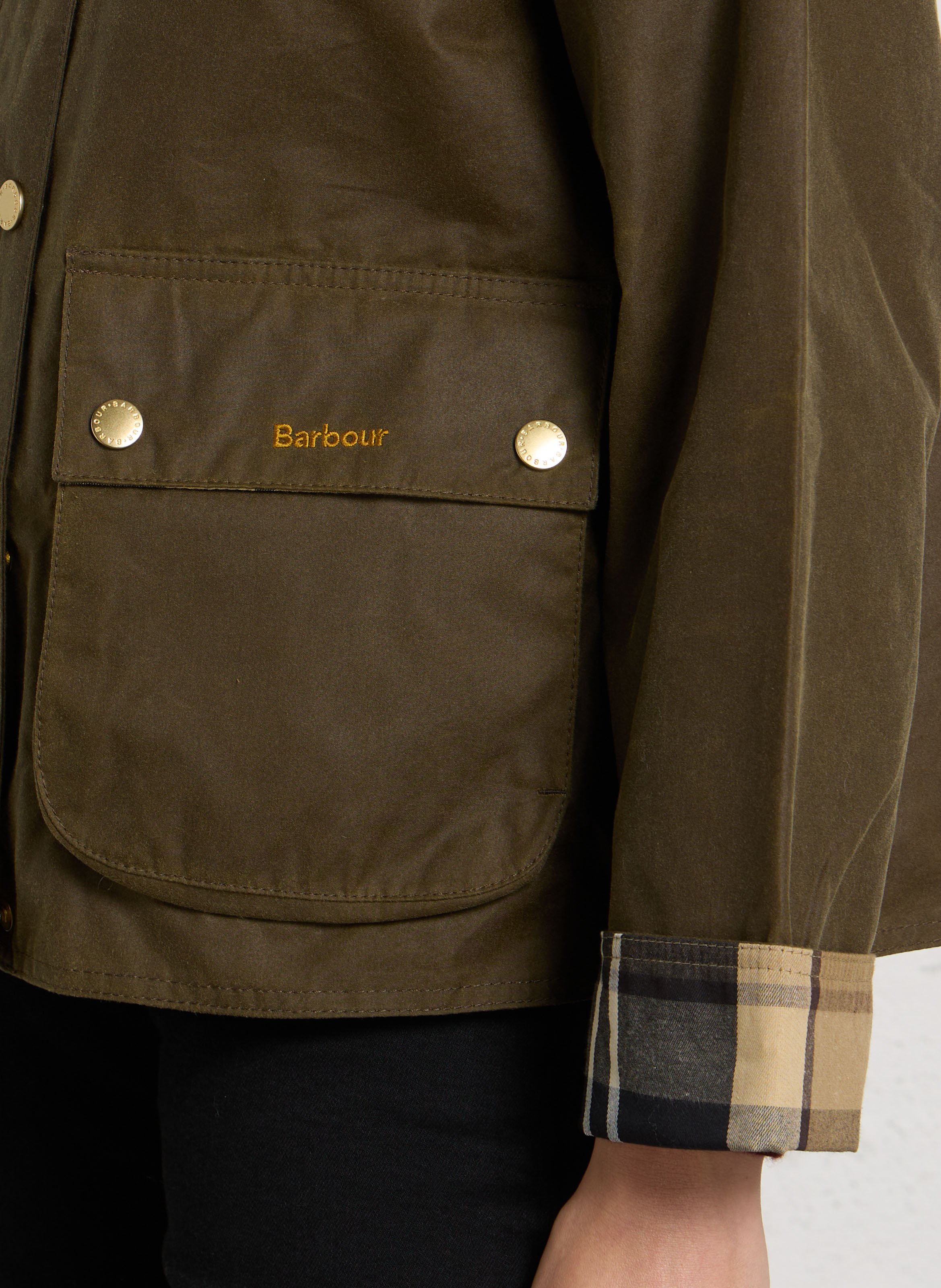 Straight jacket with velvet collar in cotton BARBOUR Khaki