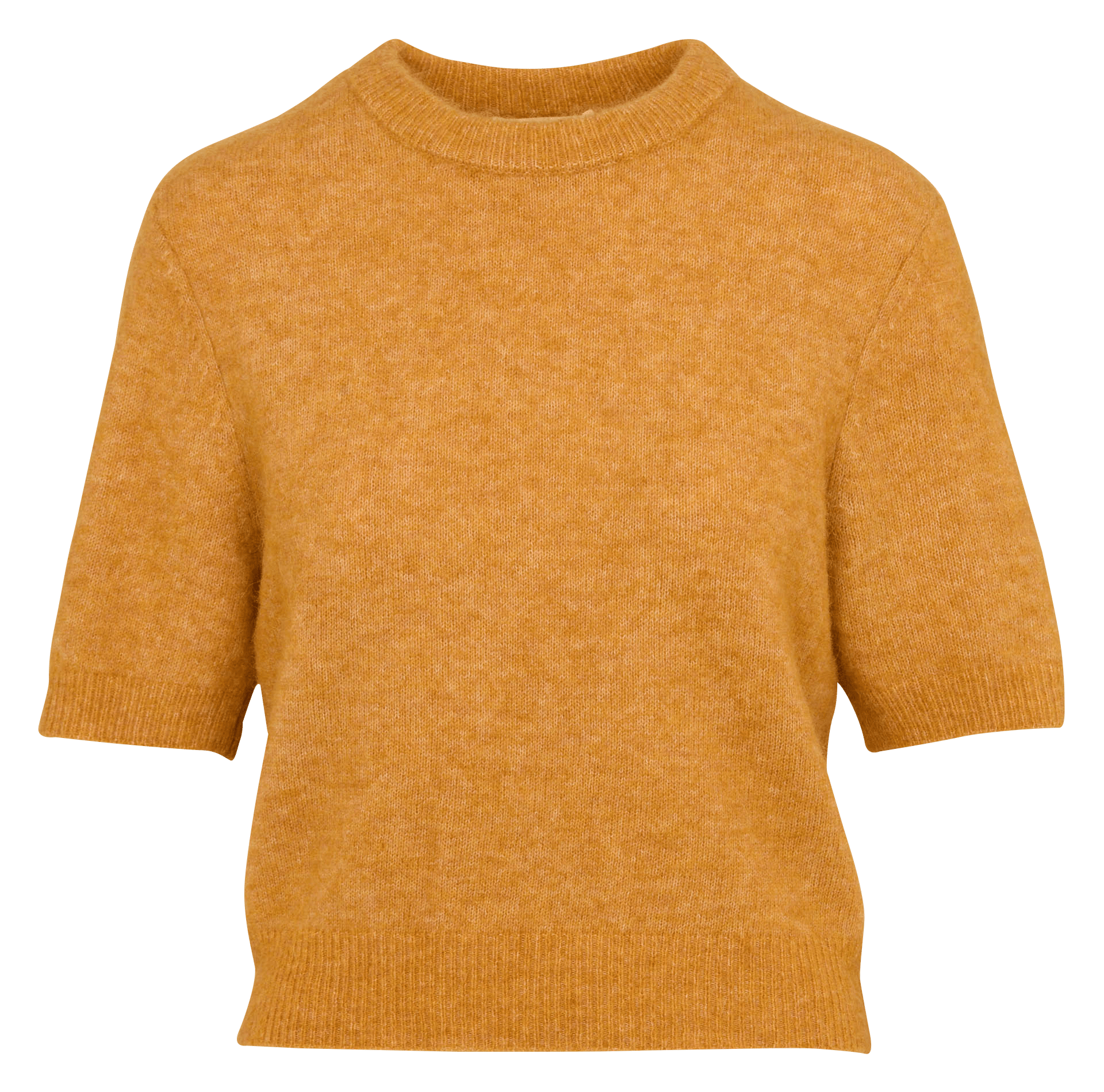 Pull manches courtes droit en laine mélangée MKT Jaune