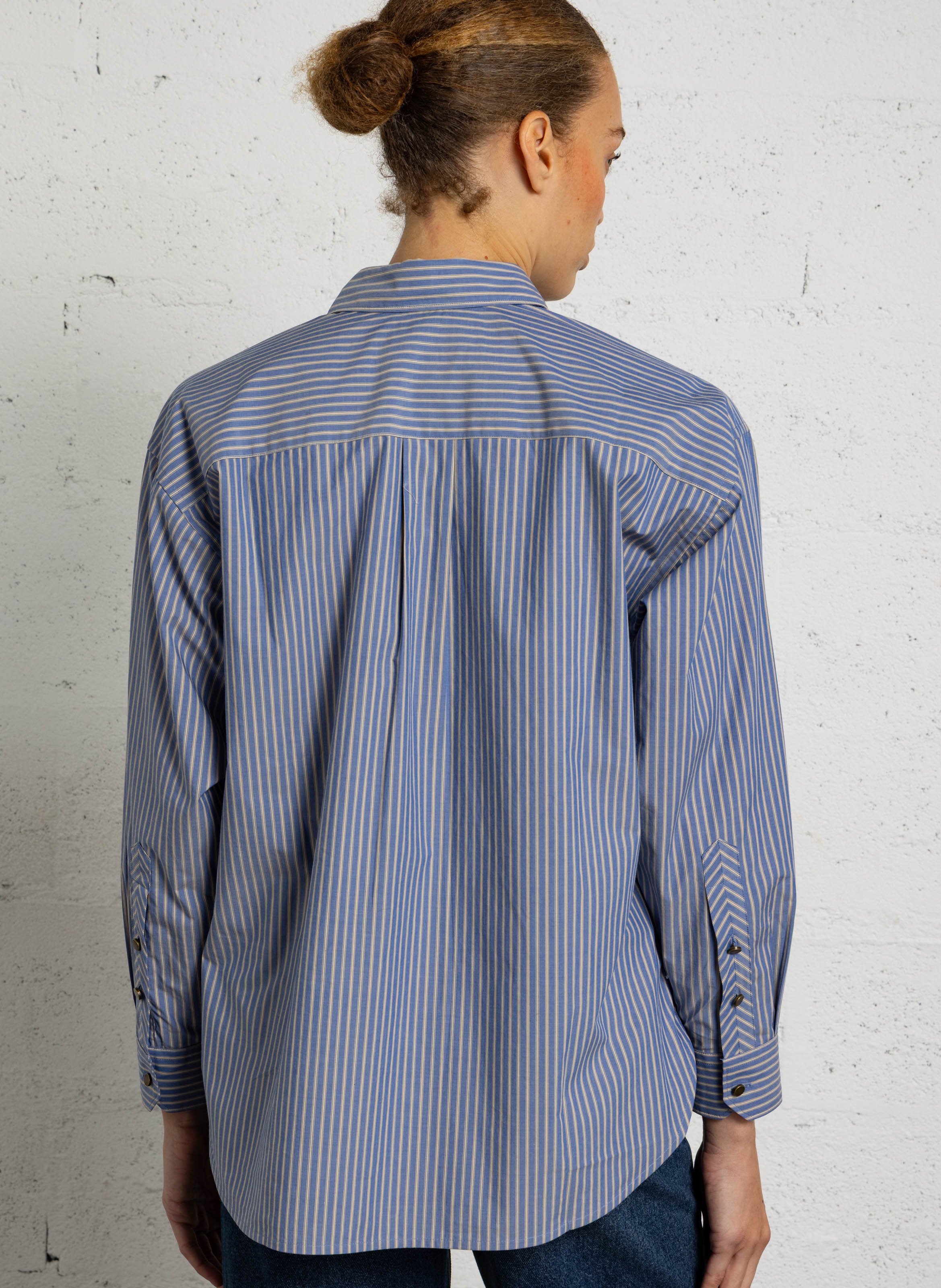 Gestreepte, katoenen blouse LEON & HARPER Blauw