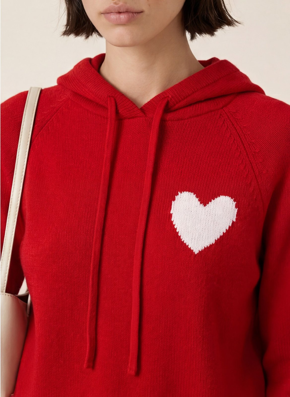 Pull à capuche droit en laine mélangée | Rouge KOOKAI Femme