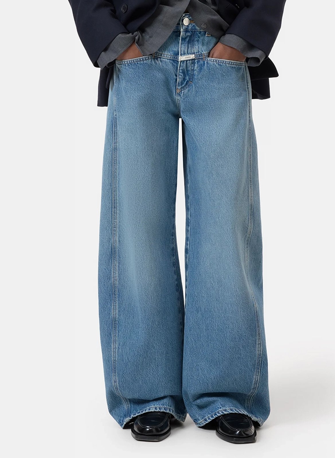 Wide-leg barrel-fit cotton jeans CLOSED Blue