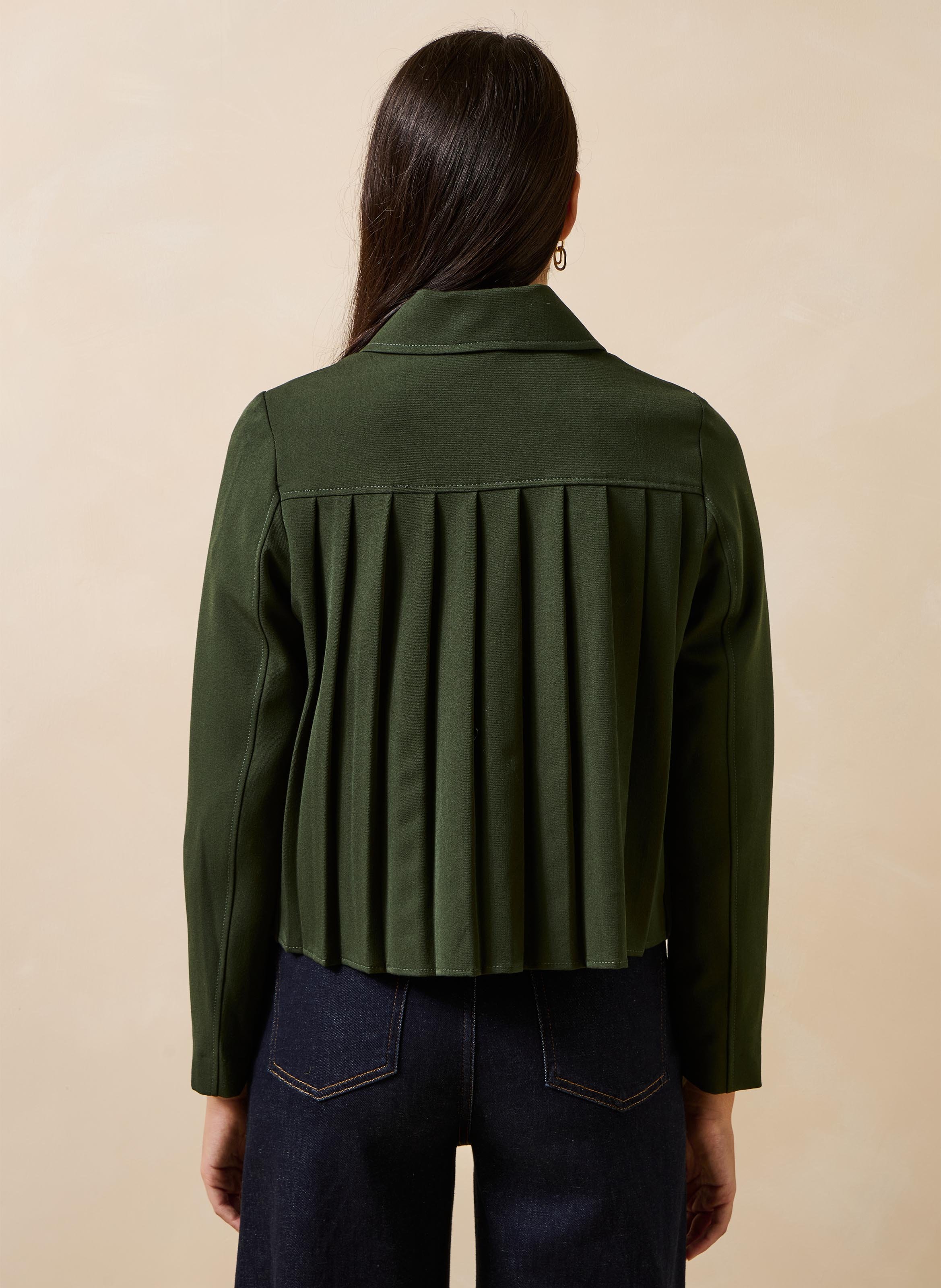 Straight-cut jacket with classic collar LA FEE MARABOUTEE Khaki