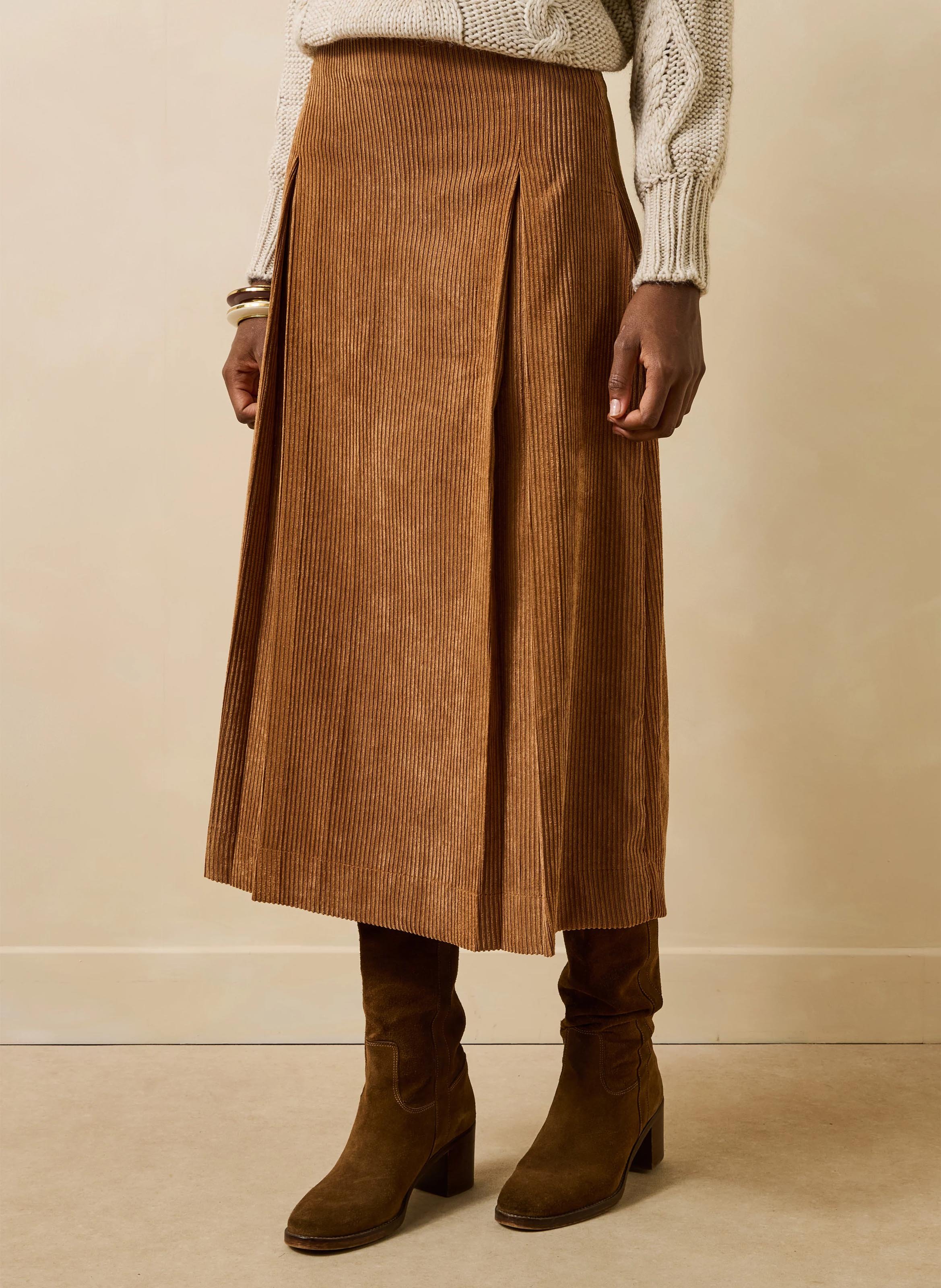 Flared corduroy skirt LA FEE MARABOUTEE Brown