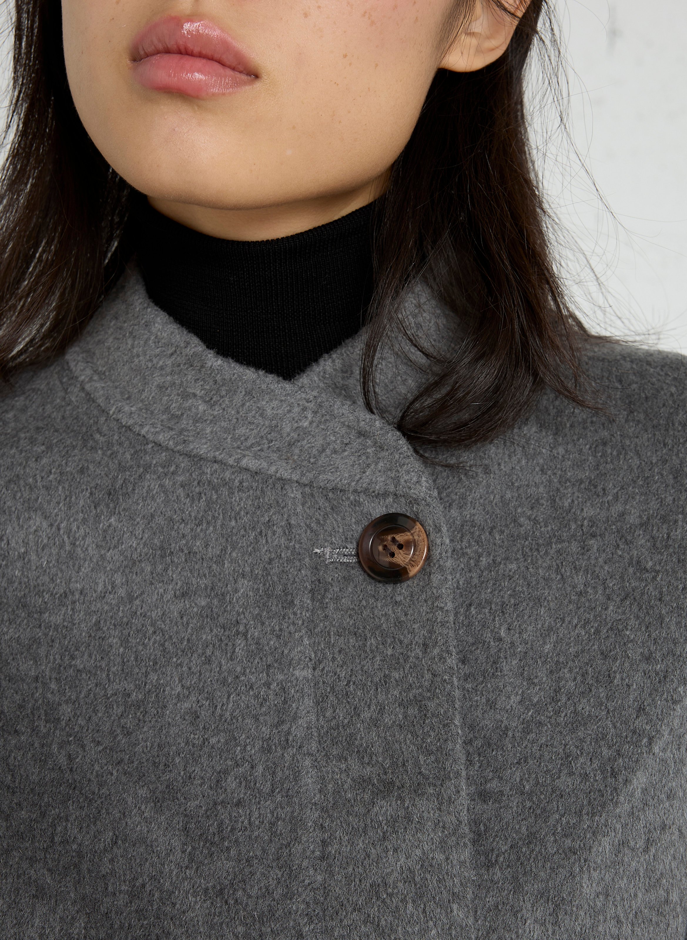 Manteau col rond en laine mélangée  SOEUR Gris