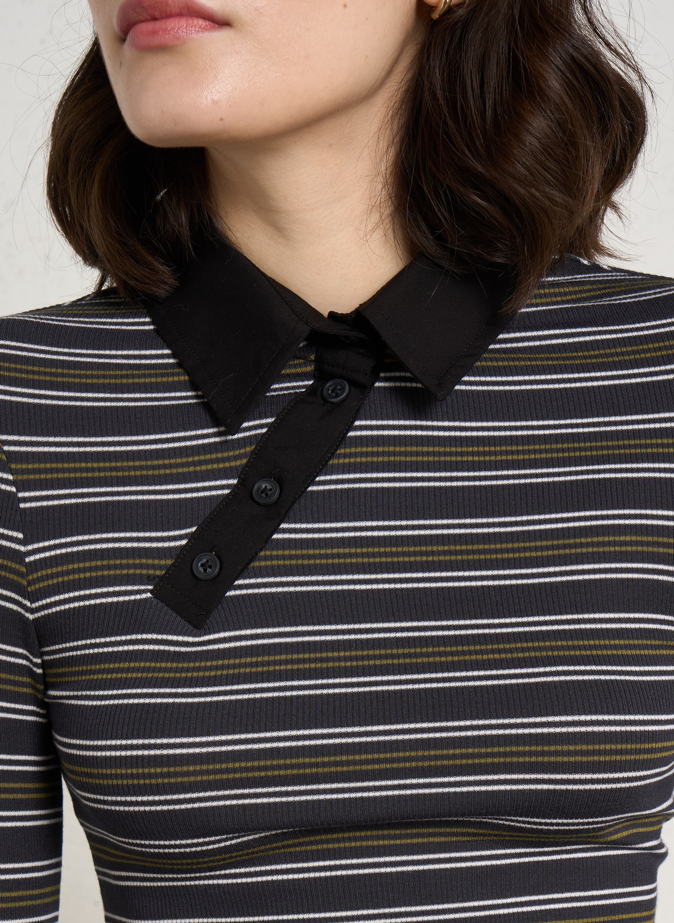 Straight buttoned cotton top | Multicolored DAMSON MADDER Women