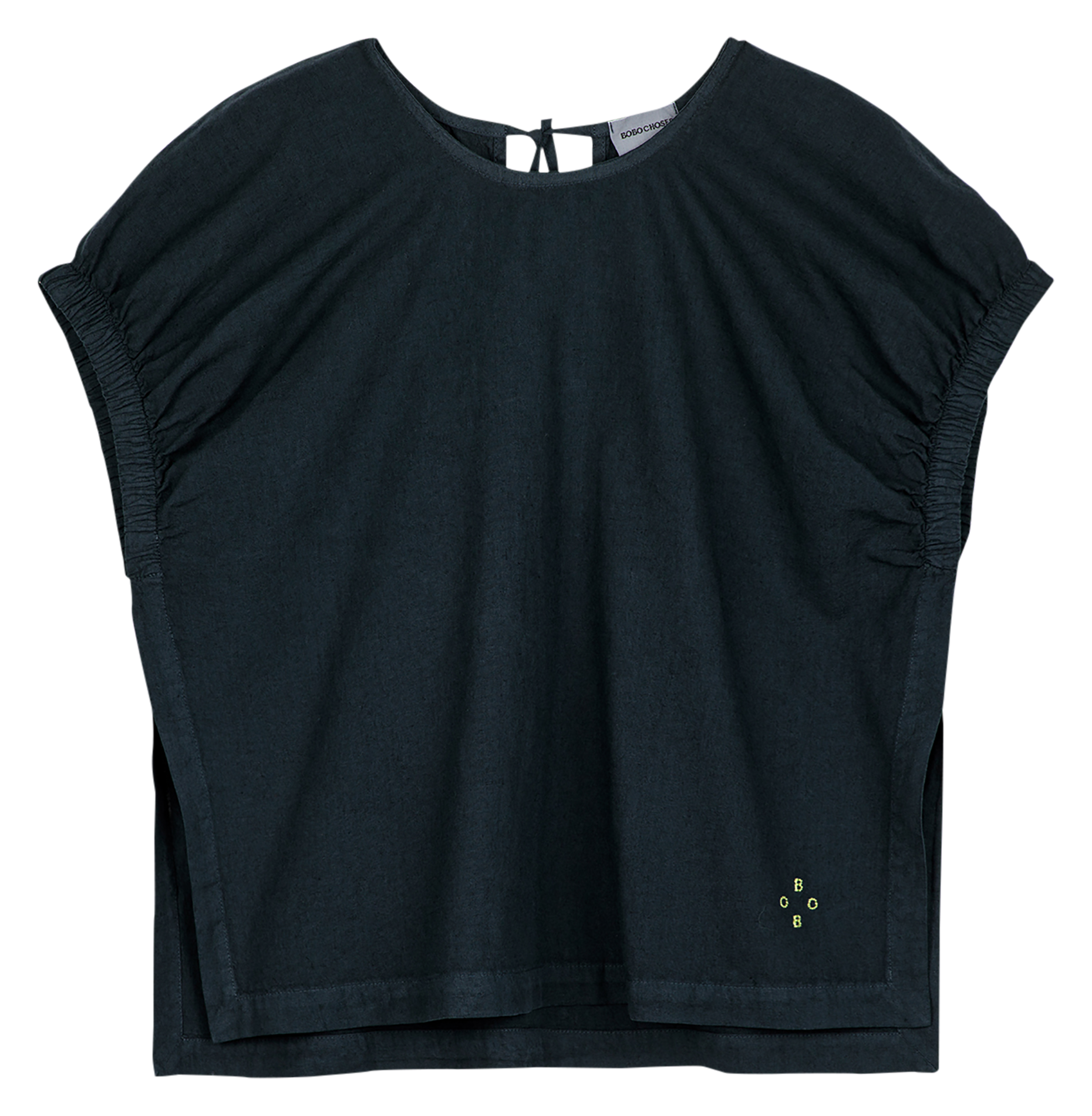 Rechte top van katoen en linnen met ronde hals BOBO CHOSES Blauw